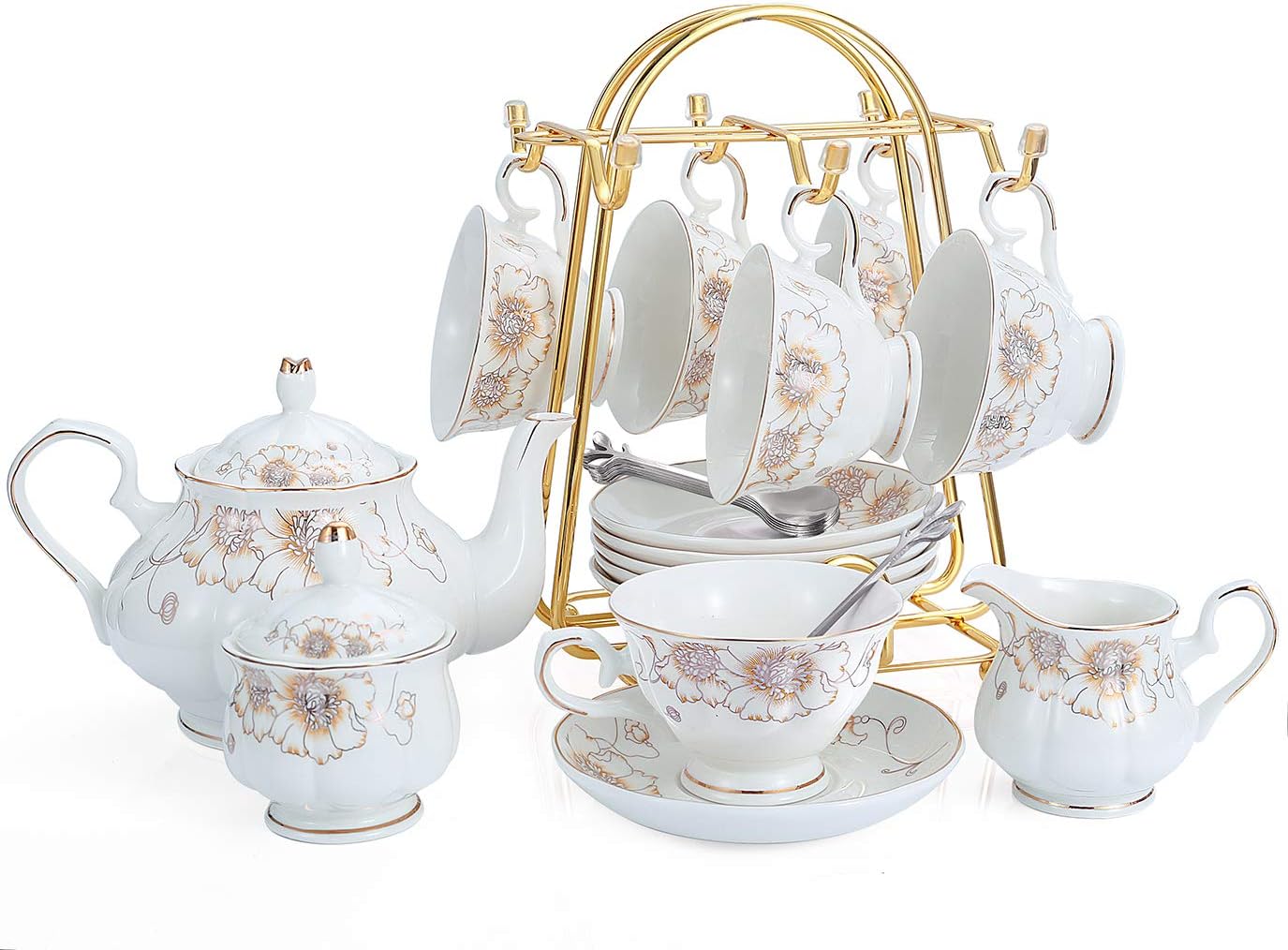 CHENP.HMC Tea Set 22-Piece Porcelain Ceramic Coffee(Chrysanthemum)