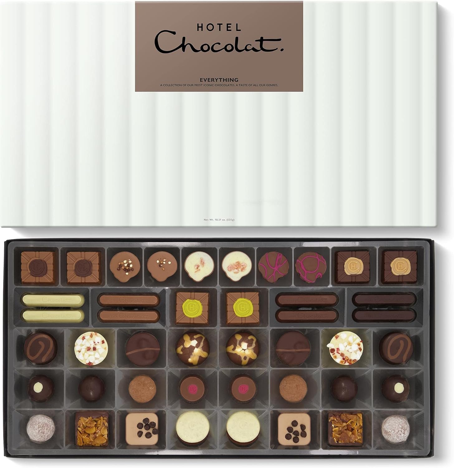 Hotel Chocolat Everything Luxe Box - 40 Milk, White and Dark Chocolates, 525g - Chocolate Gift Box for Birthday, Thank You, Anniversary