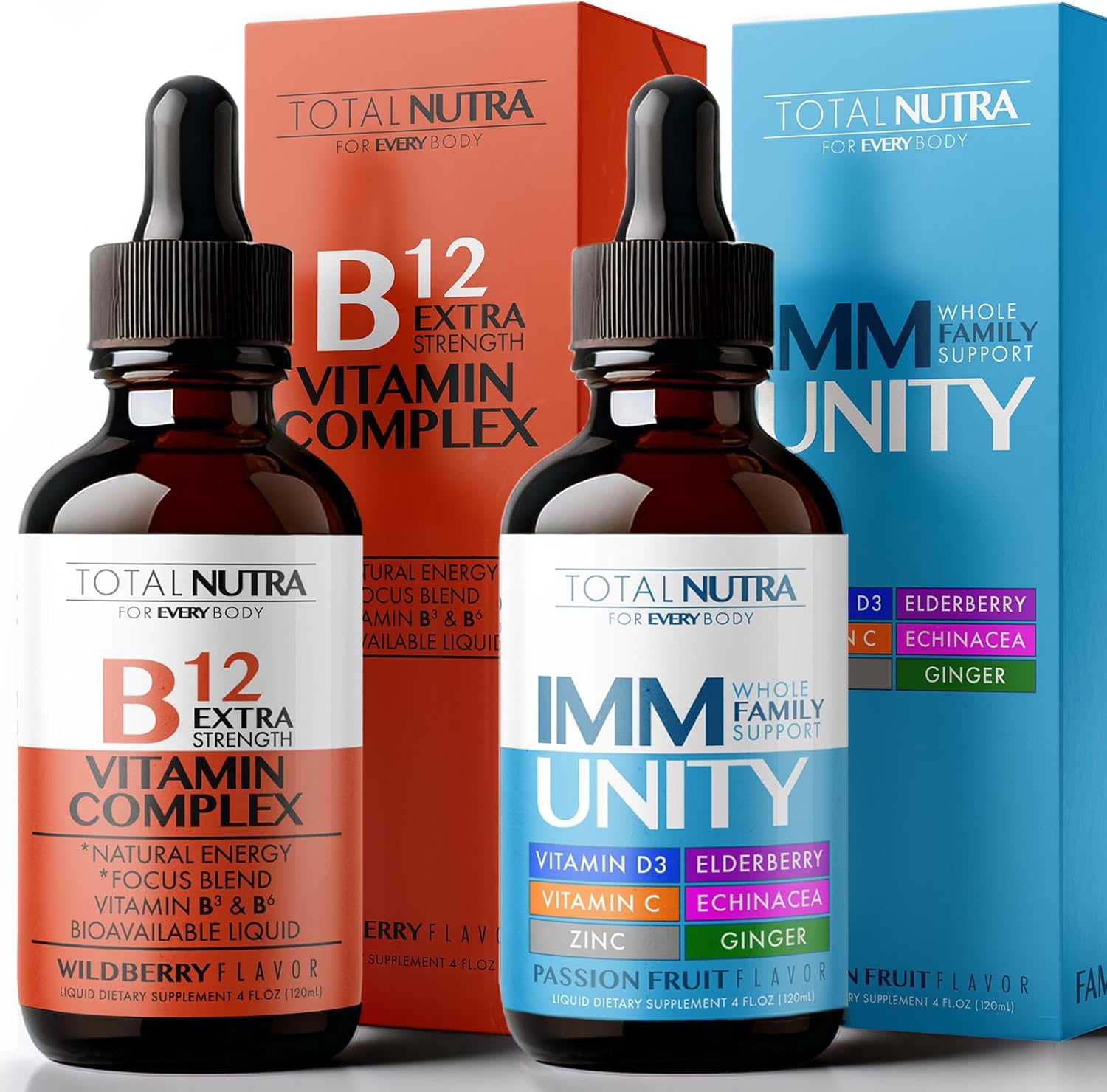 Extra Strength B Vitamin Drops and 6-in-1 Liquid Multivitamin Supplement | Instant Energy, Focus & Metabolism Support | Immune Defense Support for Kids and Adults