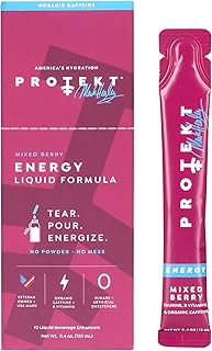 Protekt Zero Sugar Energy Drinks - Keto Natural Mix, Liquid Vitamin B Drink, Organic Caffeine Blend, On-the-Go Liquid Pack, Zero Sugar Mixed Berry Energy Packets by Mark Healey,Pack of 10