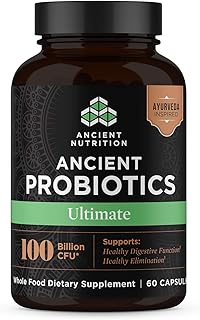 Probiotics by Ancient Nutrition, Probiotics Ultimate 100 Billion CFUs*/Serving, Digestive and Immune Support, Gluten Free, Ancient Superfoods Blend, 60 Capsules