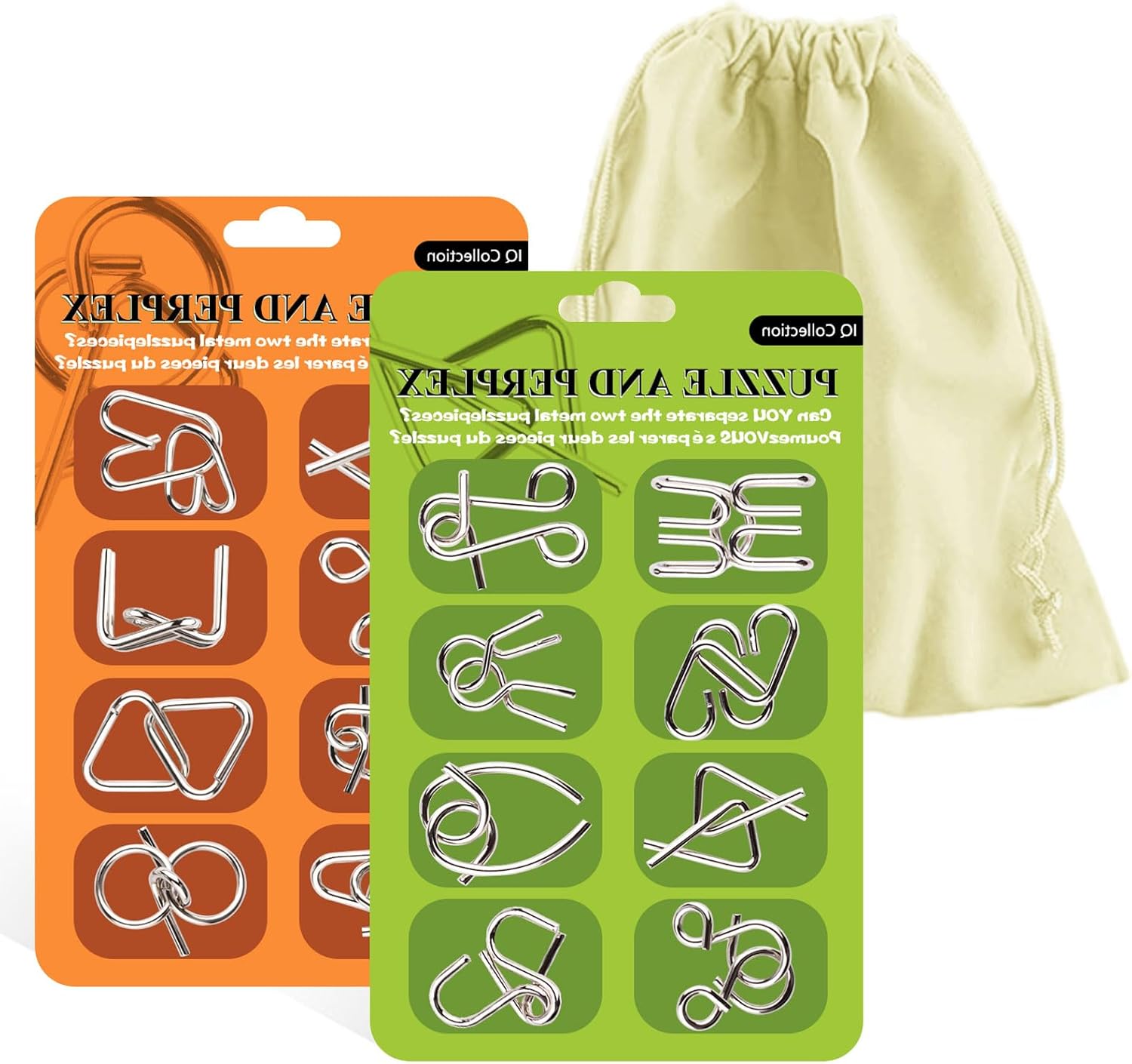 Surplex Mini Brain Teasers Metal Puzzle, IQ Toys IQ Test Mind Game Toys Magic Trick Educational Intelligence Puzzles Toy for Kids Students & Adults, Set of 16