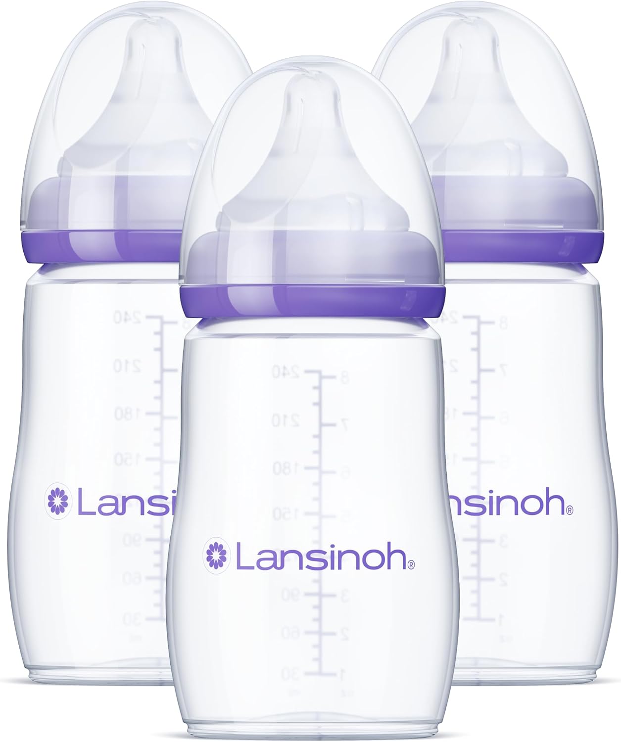 Lansinoh Momma Breastmilk Feeding Bottle with NaturalWave Nipple, 8 Ounce, 3 Count, BPA Free and BPS Free