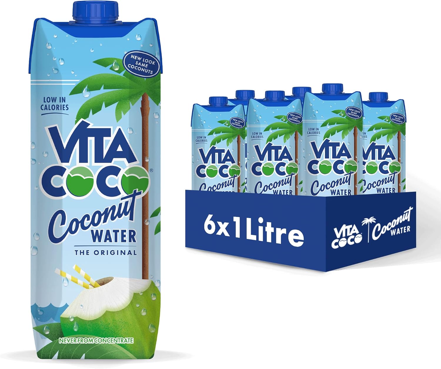 Vita Coco Original Coconut Water Multipack 1L x 6, Packed With Electrolytes, Gluten Free, Full Of Vitamin C