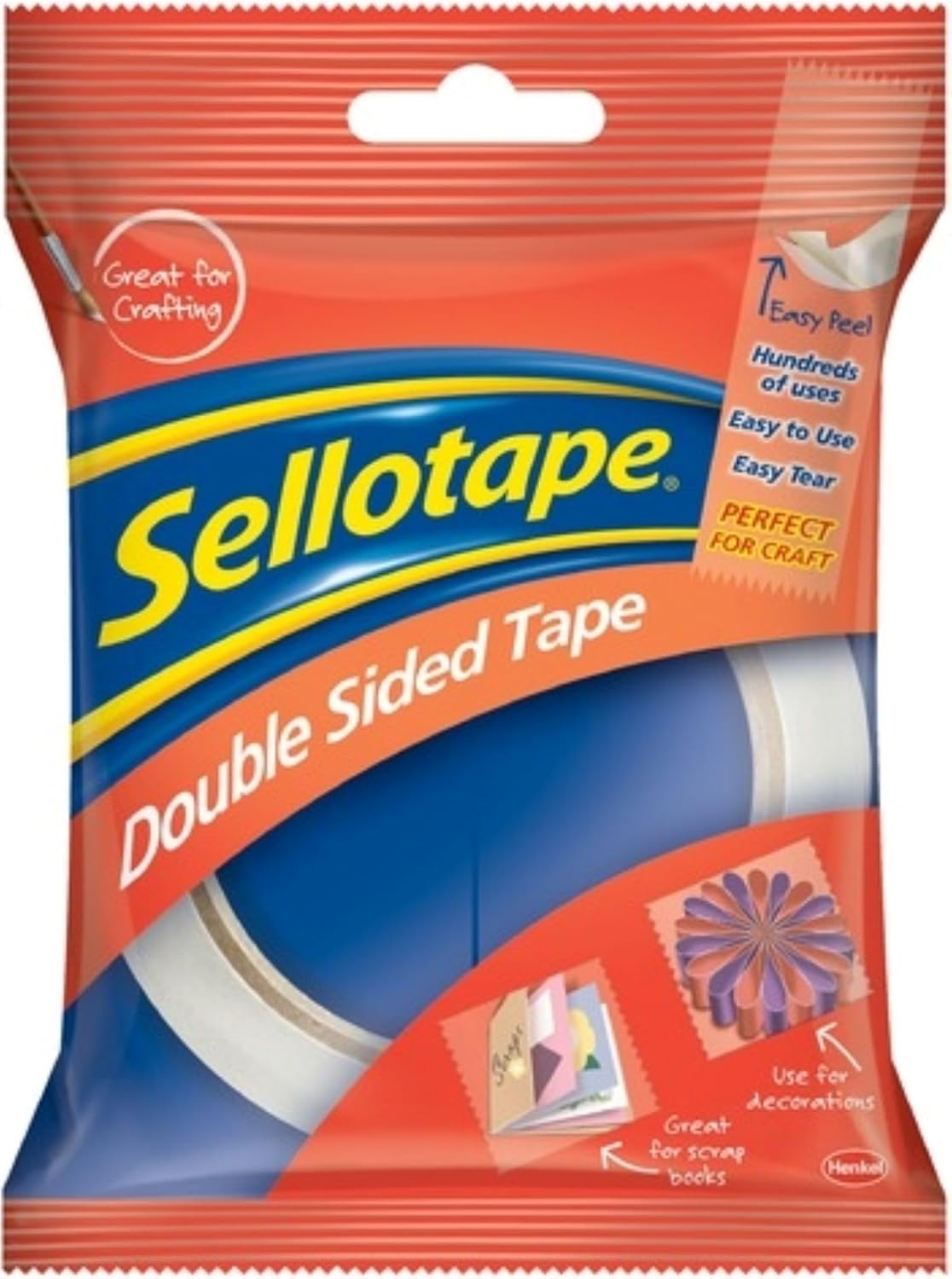 Sellotape Double Sided Tape, Strong Double Sided Tape for Everyday Use, Mounting, Arts & Crafts, Easy to Use Double Sided Sticky Tape with Solid Grip & Easy Peel, 12mmx33m