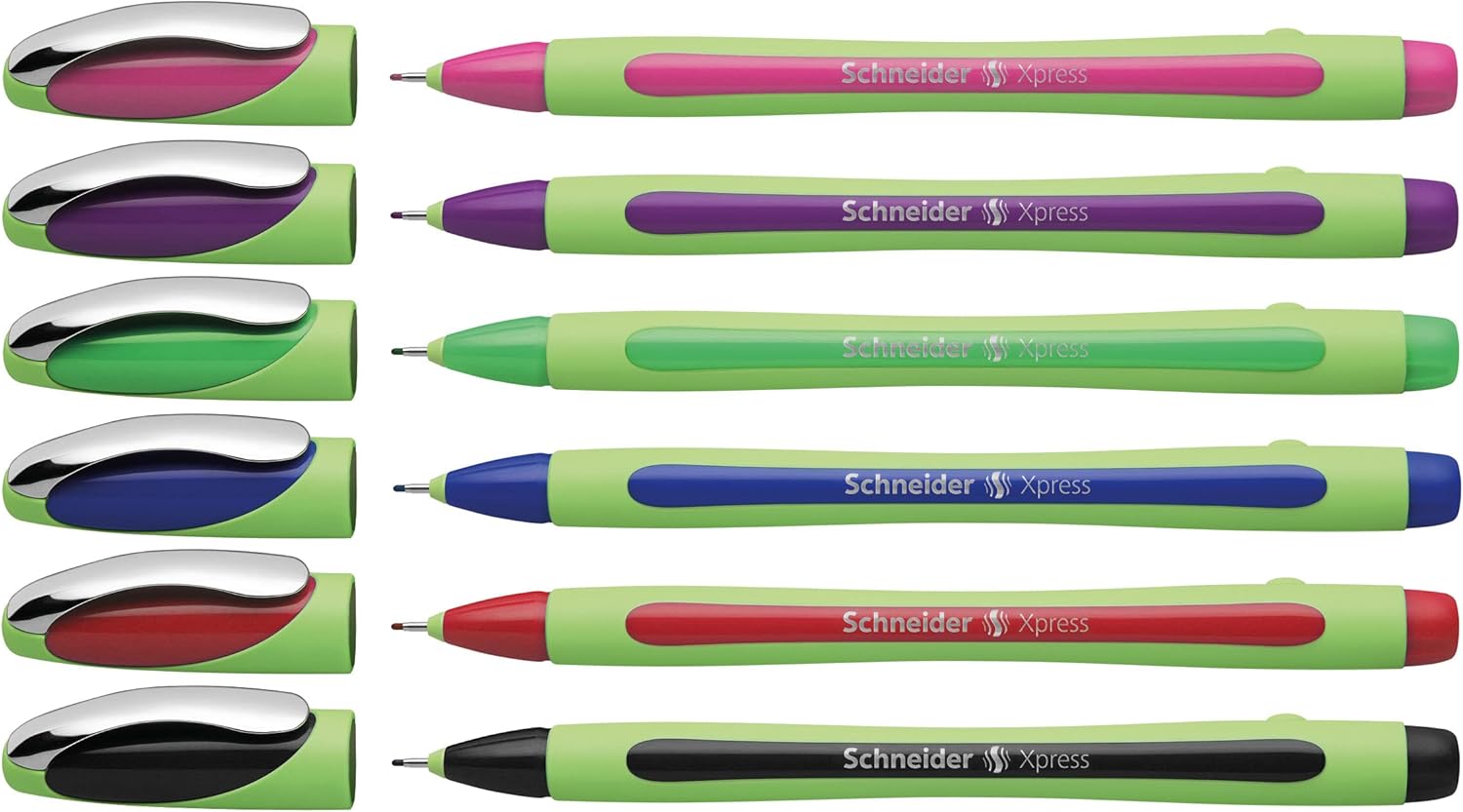 Schneider Xpress Fineliner (Ink Indelible, Line Width 0.8 mm, Made in Germany) Set of 6, Assorted