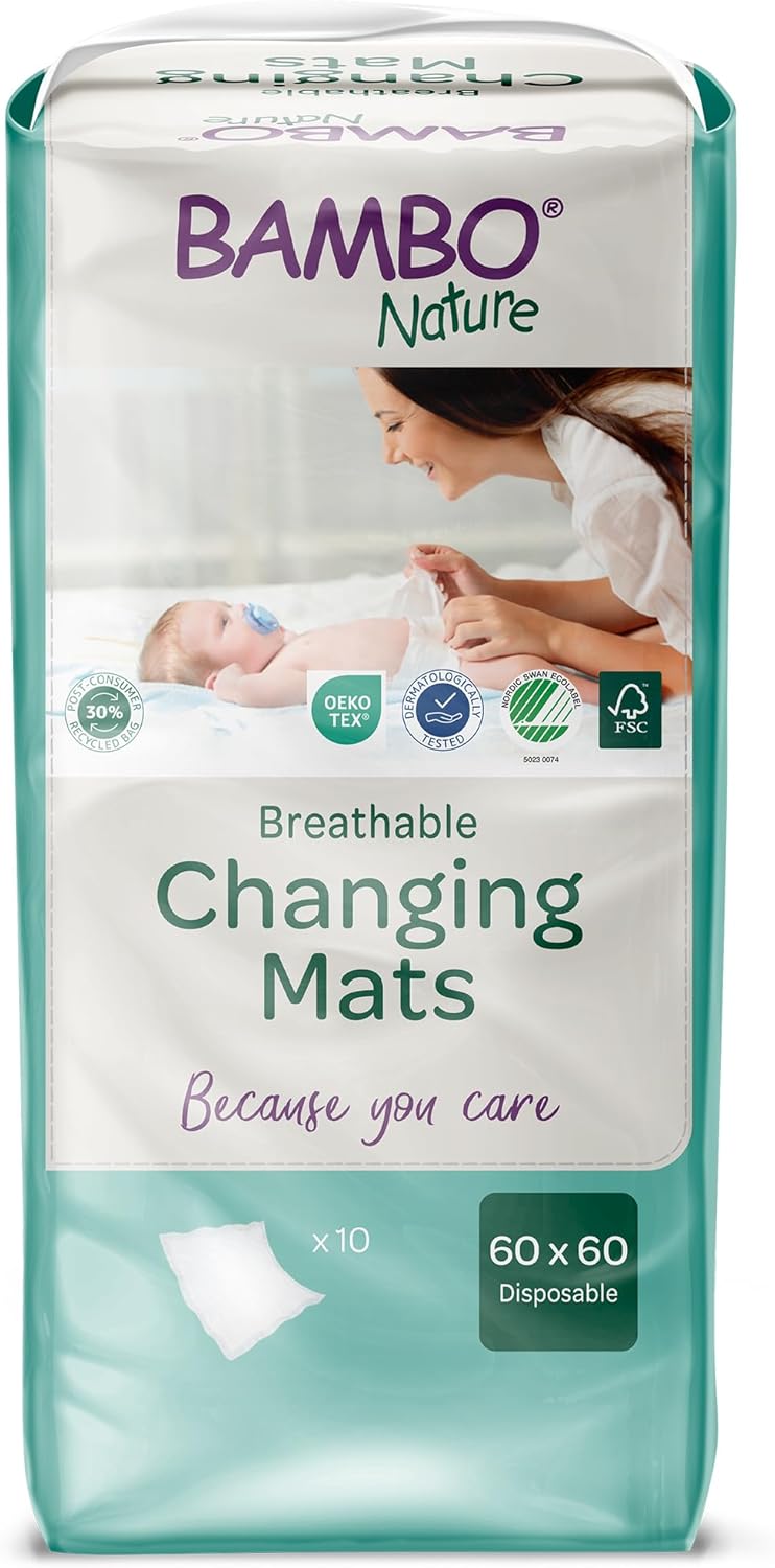 Bambo Nature Changing Mat: Bio-Based, Extra Soft, Ultra Absorbent, and Breathable - 20 Count