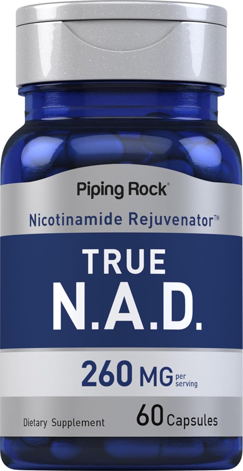 Piping Rock NAD Supplement for Women and Men | 260 mg | 60 Capsules | Nicotinamide Adenine Dinucleotid | Non-GMO, Gluten Free