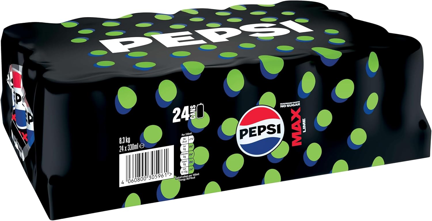 Pepsi Max Lime No Sugar Cola Cans 24 x 330ml