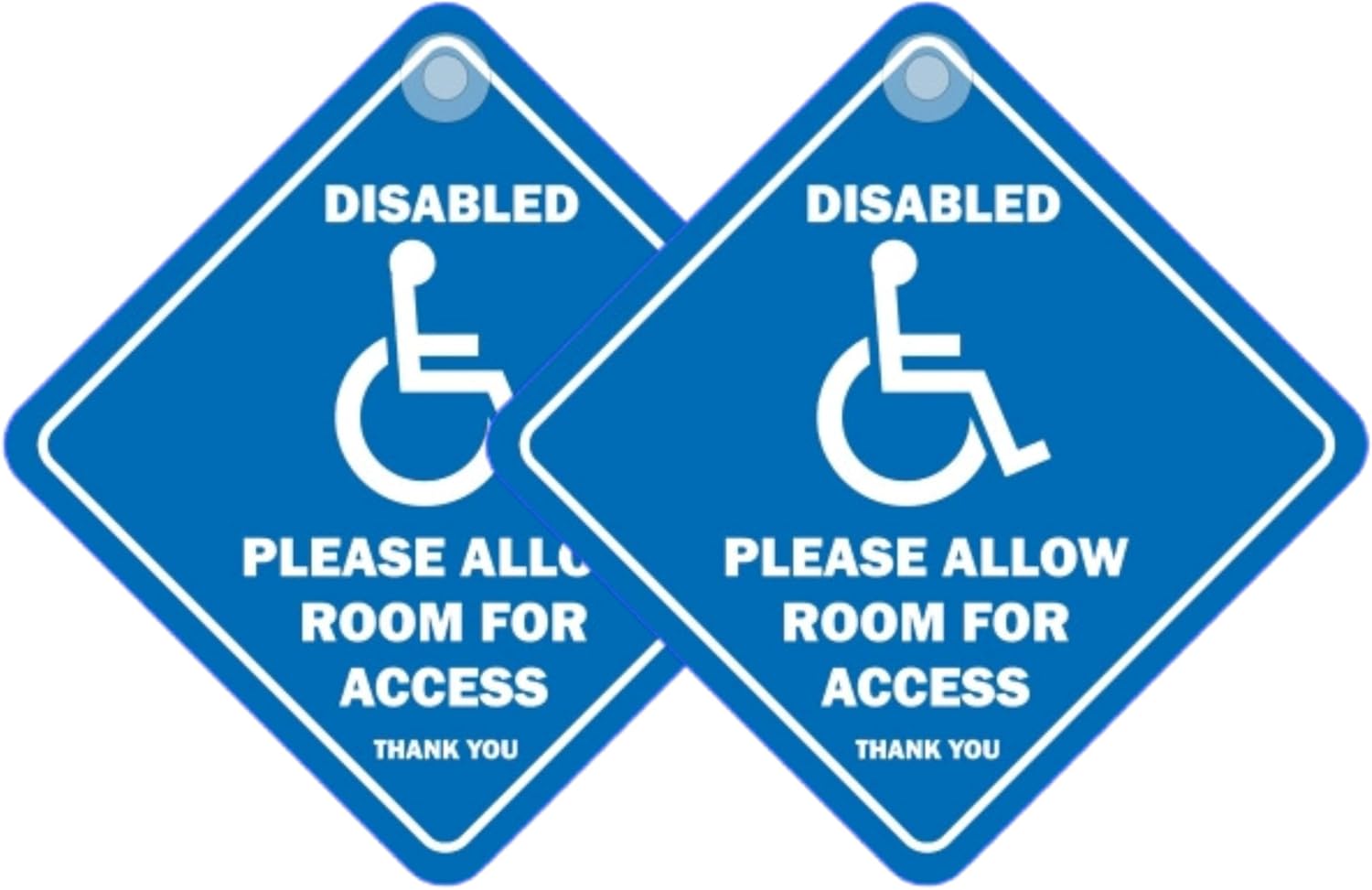 Tek Automotive Please Allow Room for Access Thank You Disabled Car Stickers – Twin Pack, 5.5” x 5.5” with Suction Cup – Disability Aids for Vehicle Access & Safety