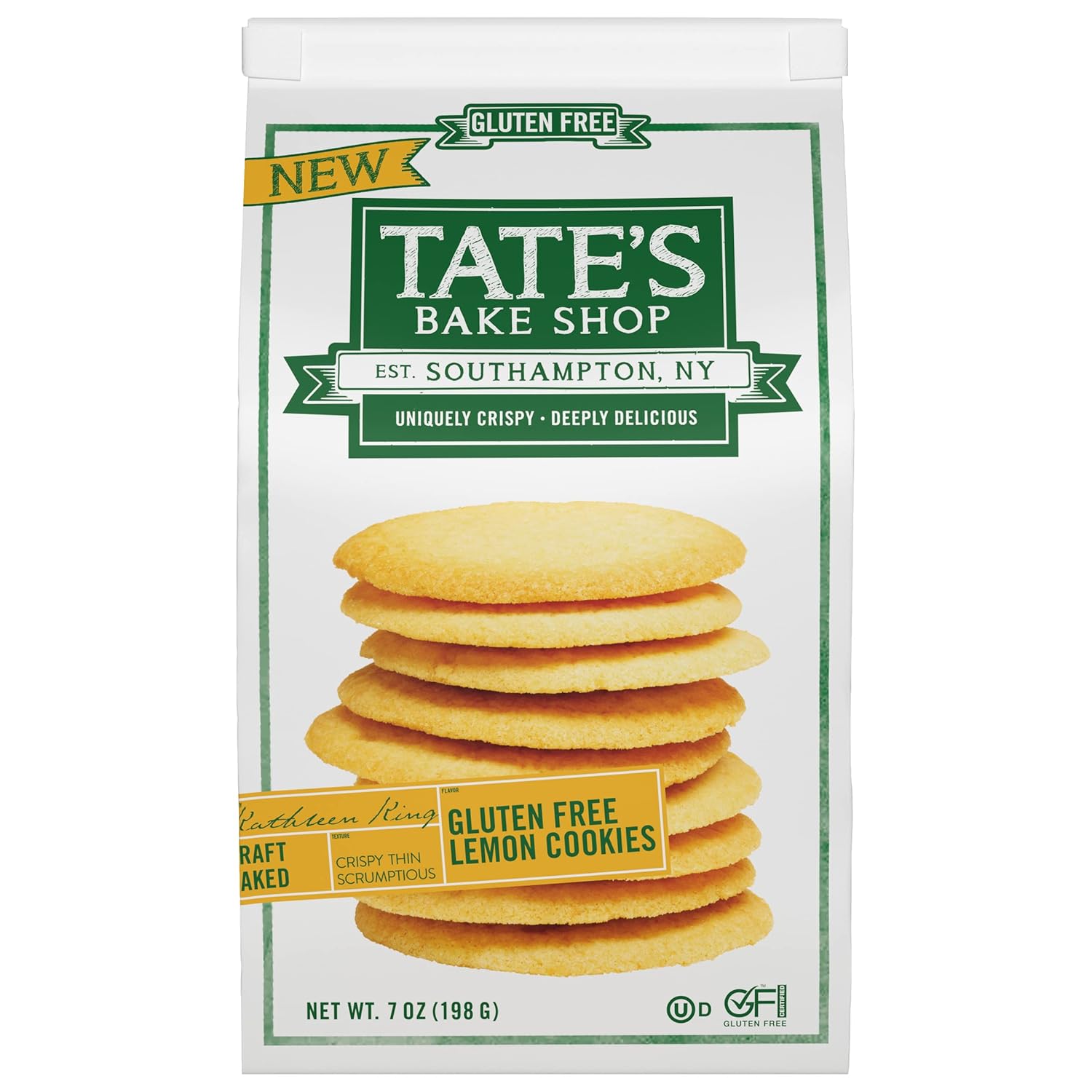 Tate's Bake Shop Gluten Free Lemon Cookies, Gluten Free Cookies, 7 oz
