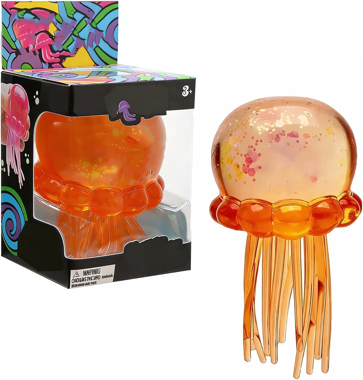 Jellyfish Squeeze Toys, Drop Malt Sugar Balls Relieve Stress, Sensory Toy with a Super Solid Squish for Adult, Squishy Ultra Squishy and Moldable Slow Rise (#Saffron)