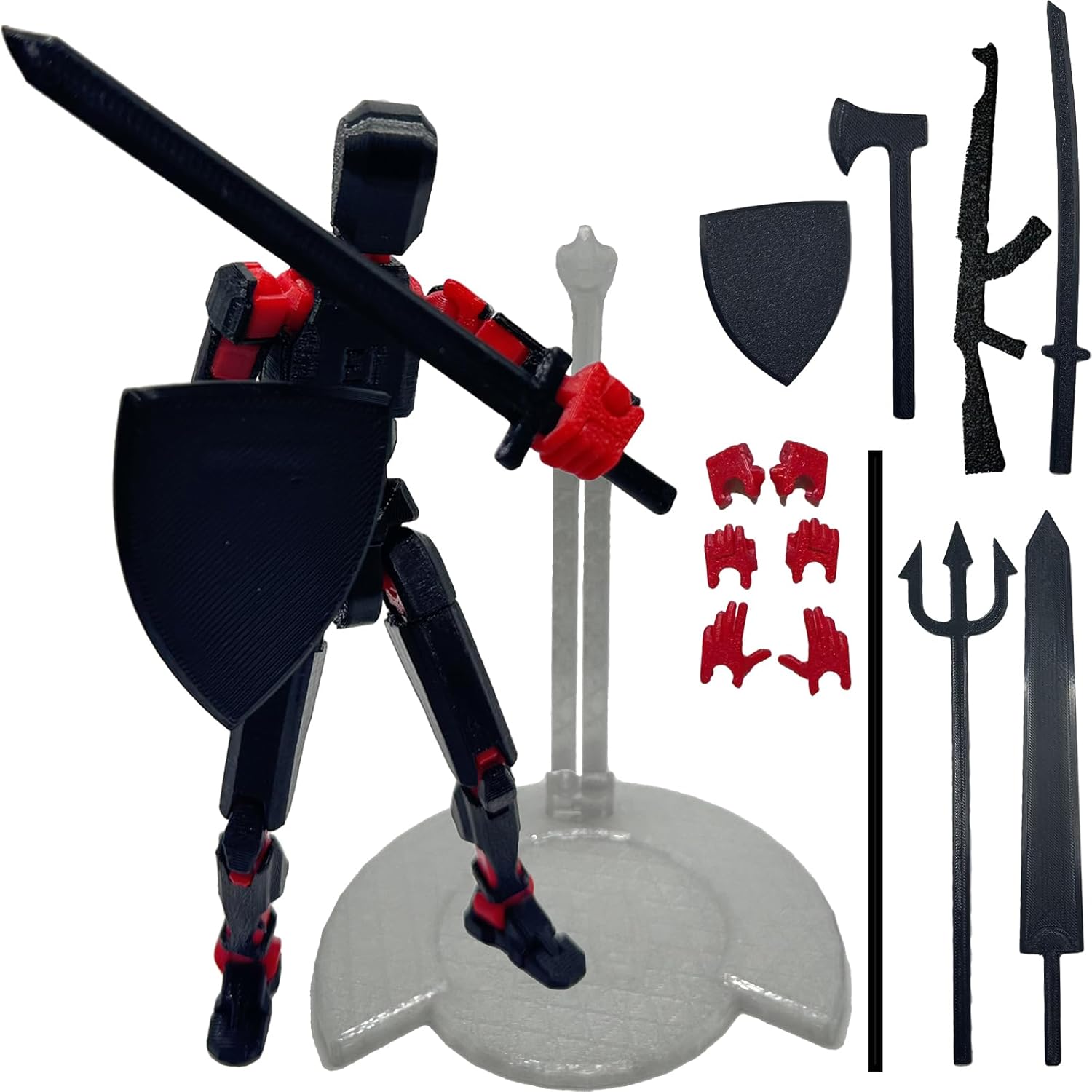 3D Printed Action Figure 5.54-inch Dummy13/T13/Nova13, Full Body Mechanical Movable Toy, Multiple Accessories, Hand Painted Figure, Desk Decoration (Black)