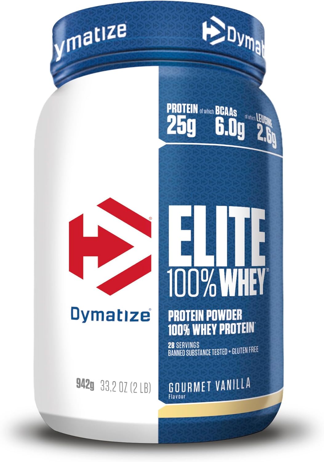 Dymatize Elite 100% Whey Gourmet Vanilla 942g - High Protein Low Sugar Powder + Whey Protein and BCAAs