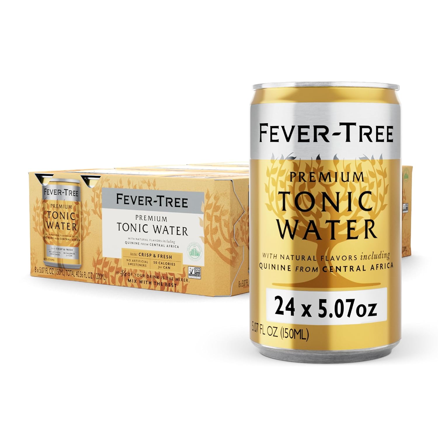 Fever Tree Tonic Water - Premium Quality Mixer - Refreshing Beverage for Cocktails & Mocktails. Naturally Sourced Ingredients, No Artificial Sweeteners or Colors - 150 ML Cans - Pack of 24
