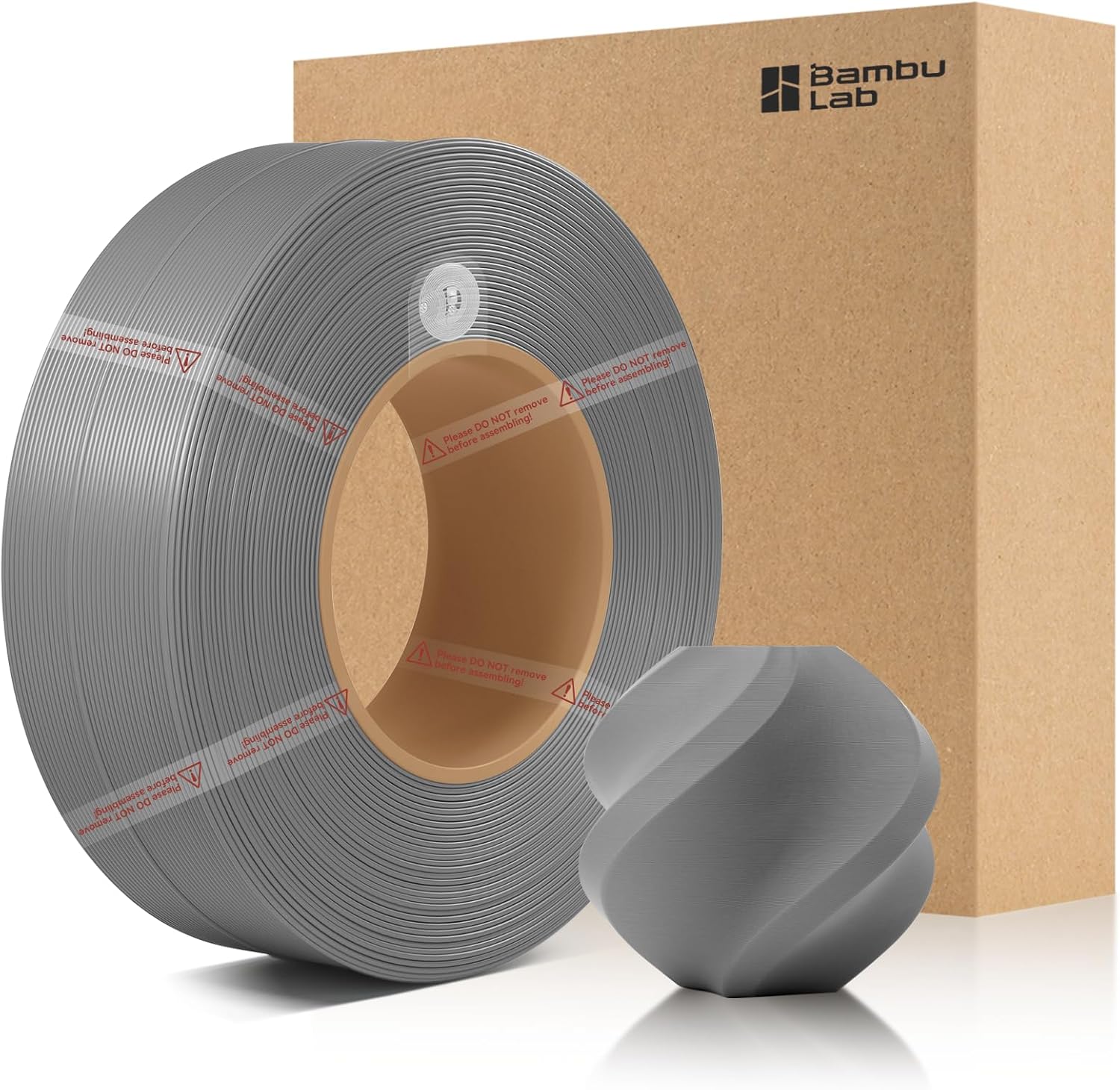 Bamboo1.75MM PLA Basic Refill Filament High Toughness High Speed &Easy Printing Eco Friendly with RFID for Bambu Lab A1,X1,P1 AMS 1KG +/- 0.03mm (Without Spool) (Grey 10103)