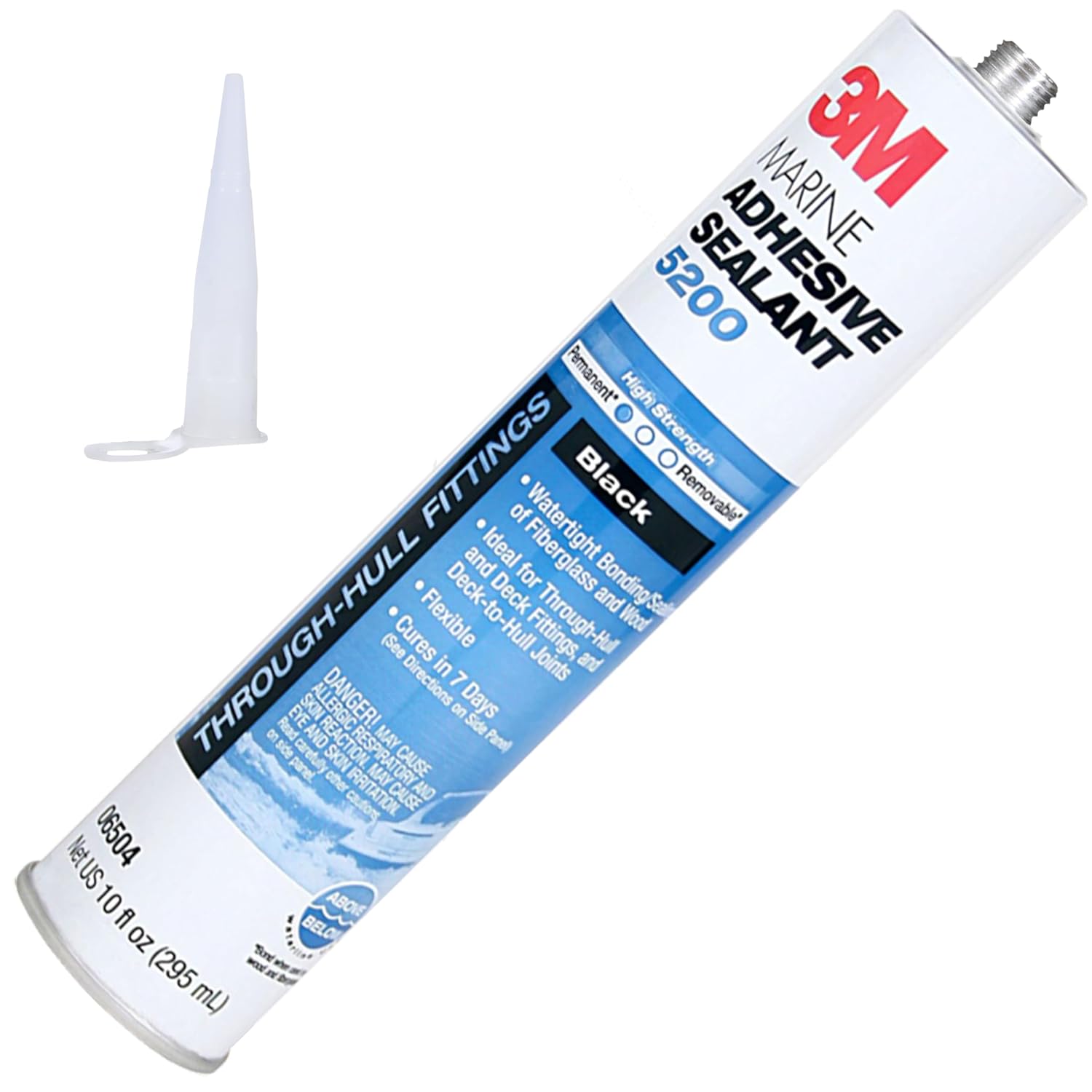3M Marine Adhesive Sealant 5200, Black, 10 fl oz Cartridge with Nozzle