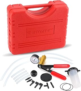 2 in 1 Brake Bleeder Kit Hand held Vacuum Pump Test Set for Automotive with Protected Case,Adapters,One-Man Brake and Clutch Bleeding System(Red)