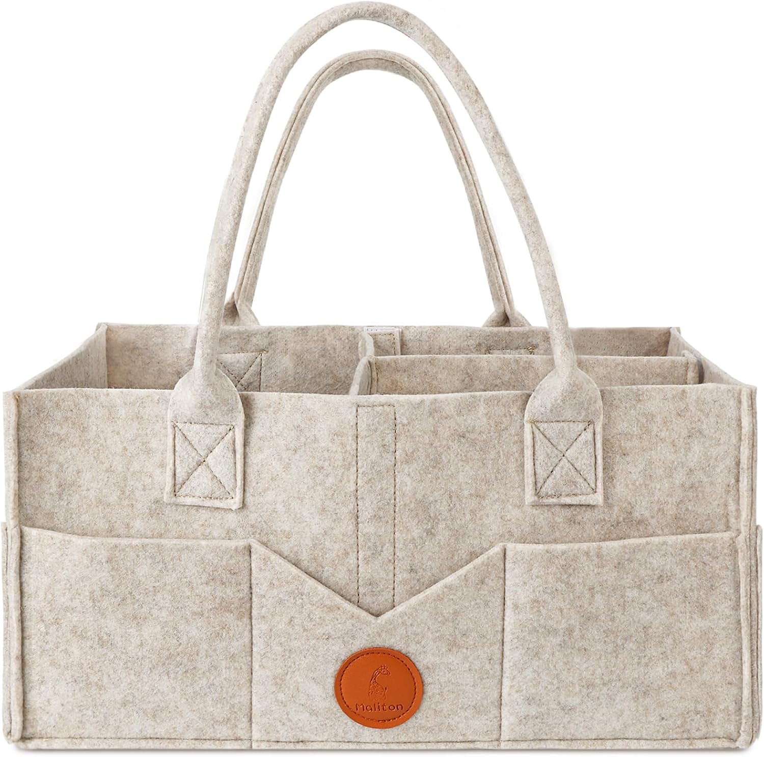 Maliton Nappy Caddy, Newborn Essentials for Diaper Caddy, Sturdy Portable Washable Baby Caddy with Detachable Compartments. Baby Essentials for Newborn, Nappy Organiser for Indoor Outdoor, Khaki