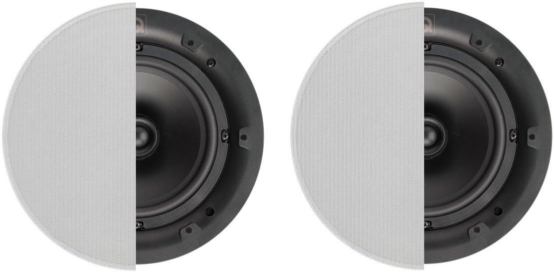 Q ACOUSTICS QI65C 6.5" Ceiling Speaker Pair In-Ceiling Speakers for Home Audio, Hi-Fi Installation System, Moisture Proof Round & Square Magnetic Grilles, 60W