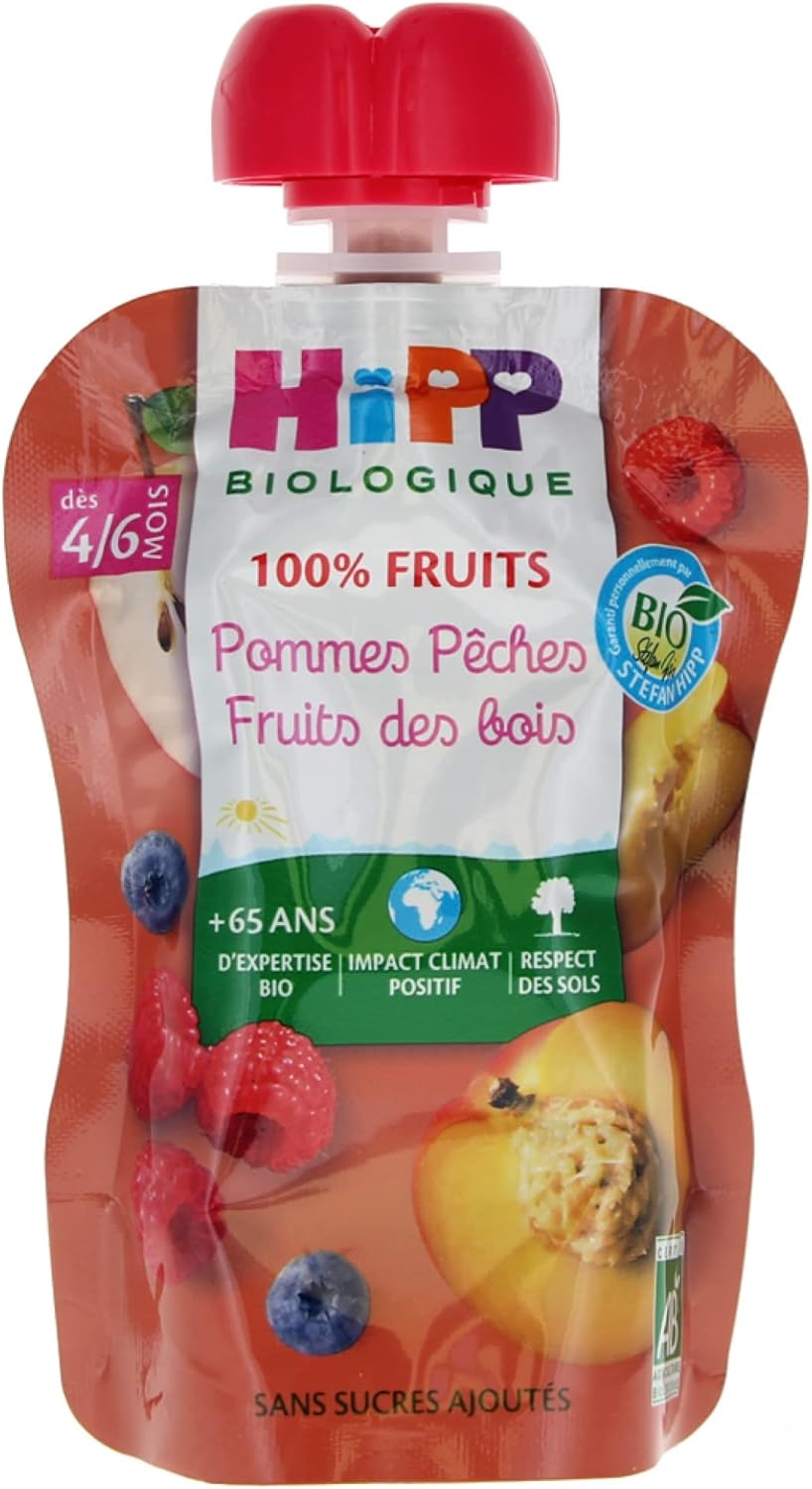HiPP 100% Fruits Apples Peaches Forest Fruit Gourd from 4/6 Months Organic 90g