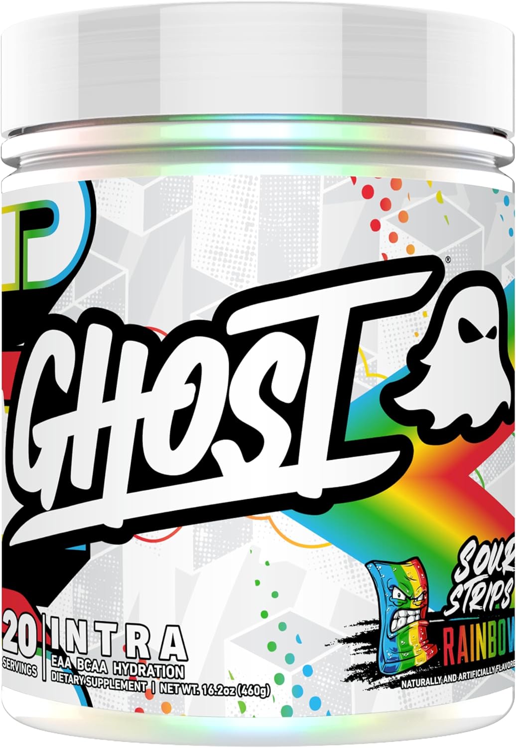 GHOST Intra Workout Powder, Sour Strips Rainbow - BCAAs, & EAAs, Nootropics & Hydration - Essential & Branch Chain Amino Acids Supports Muscle Recovery & Focus - Pre, Intra & Post Workout Powders