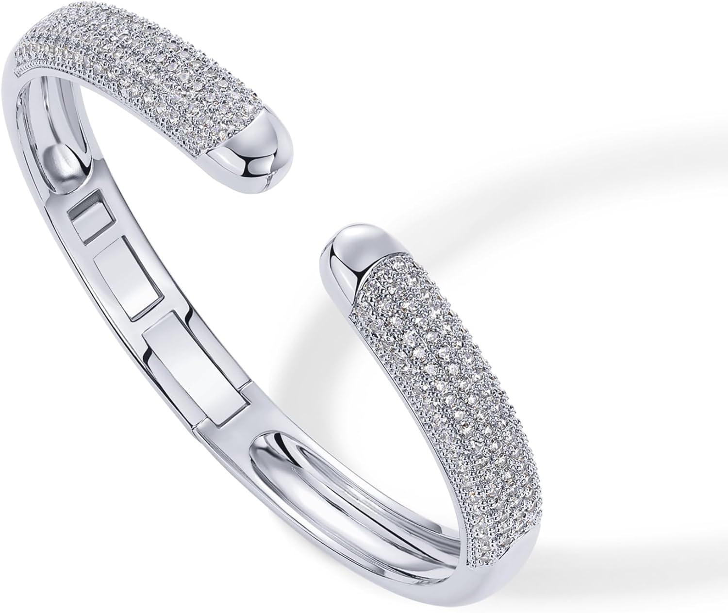 PAVOI 14K Gold Plated Cubic Zirconia Pave Bangle for Women | Cuff Bracelet