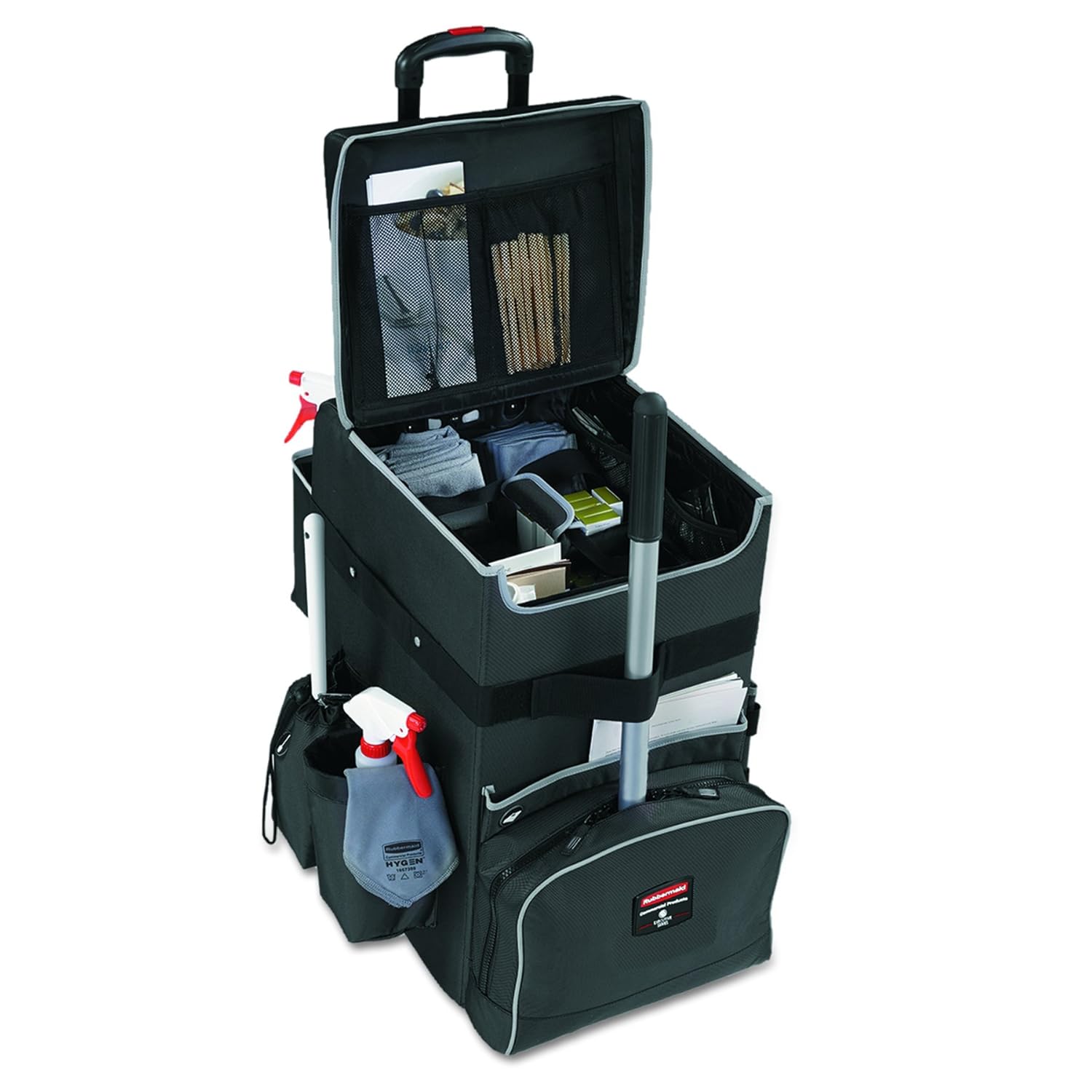 Rubbermaid Commercial Products Executive Quick Carts, Mobile/Travel Office Cart, Large, Dark Gray, for Housekeeper/Sales Rep/Medical Professionals/Home Healthcare/Teachers