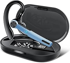 Bluetooth Headset, Wireless Headset with ENC Mic, 60H Talking Time Single-Ear Bluetooth Earpiece V5.3 with 400mAh Charging Case, IP7 Waterproof Hand-Free Headphones for iOS Android Cell Phones Blue