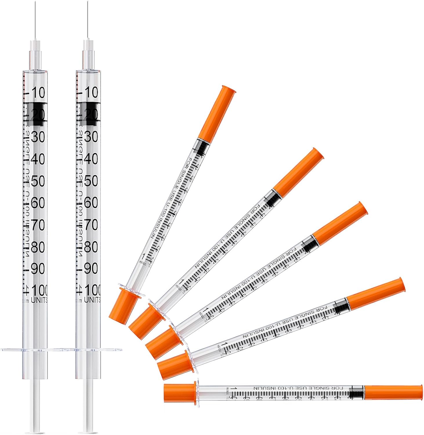 8 Pcs Insulin Syringe U-100 | 1ml/cc with 30G 1/2''(12.7mm) Needle, Individual Packaging