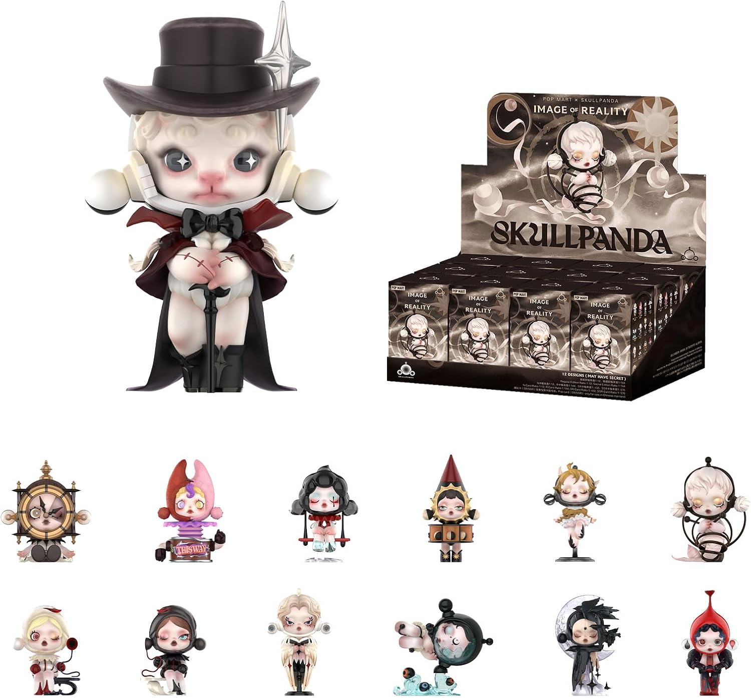 POP MART SKULLPANDA Image of Reality Series Figures, 12PCs SKULLPANDA Blind Box Figures, Random Design Action Figures Collectible Toys Home Decorations, Holiday Birthday Gifts, Whole Set
