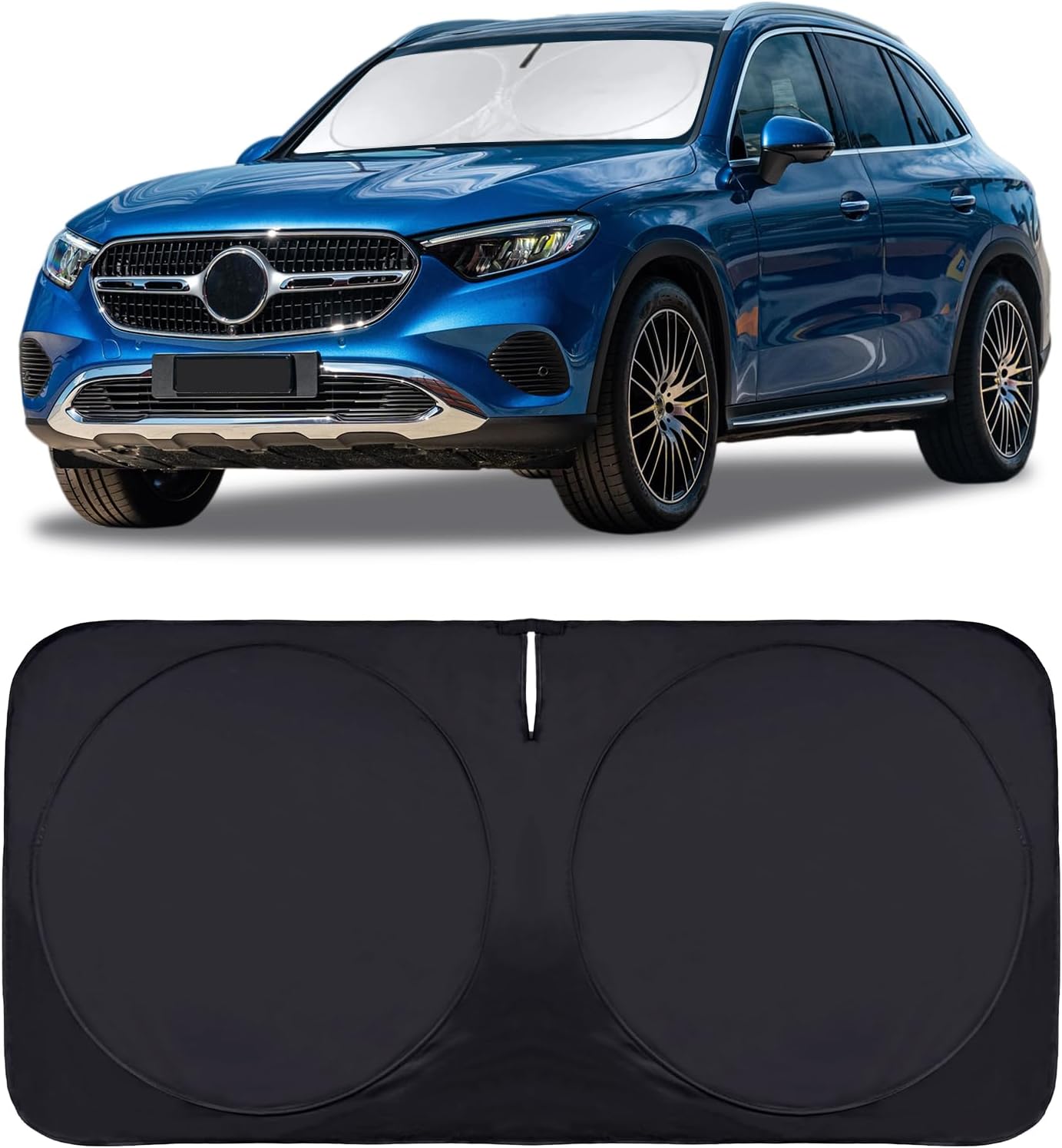 Car Foldable Windshield Sunshades Compatible with 2017-2022 Mercedes GLC SUV, Window Sun Shade for Benz GLA GLB GLE GLK EQC B-Class GL ML Sun Visor Cover UV Reflector Protector Cool Car Accessories