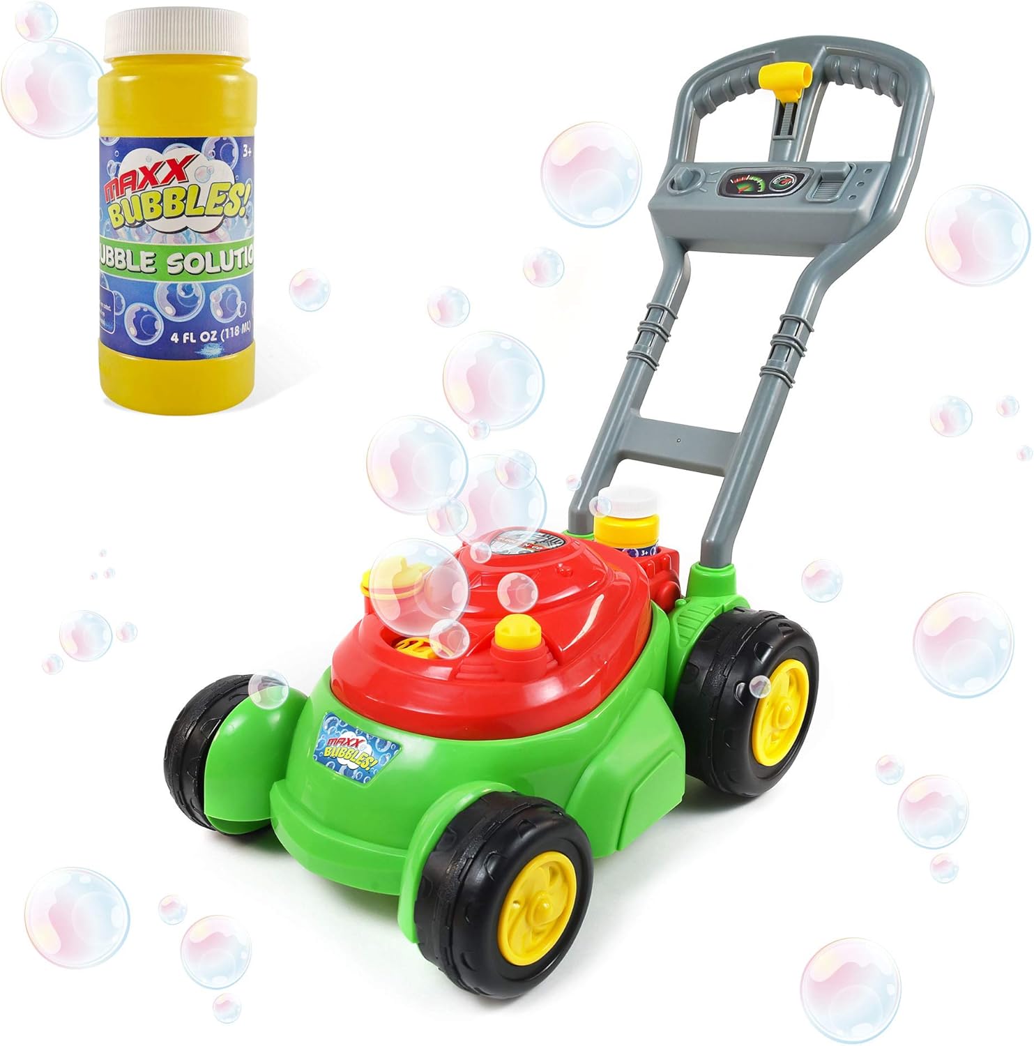 Maxx Bubbles Deluxe Bubble Lawn Mower Toy – Includes 4oz Bubble Solution | Outdoor Bubble Machine for Kids | Easy to Use, No Batteries Required | Amazon Exclusive, Red – Sunny Days Entertainmen