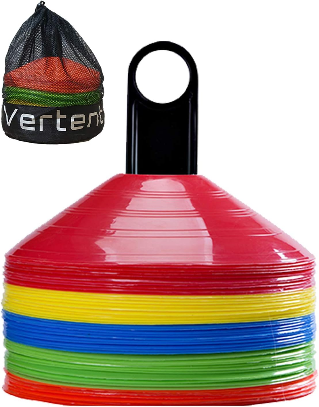 Vertent Football Cones (Set of 50) - Agility Football Cones with Carry Bag and Cone Holder, Perfect for Football and Sports, Training Cones, Sports Cones, Football Cones Training Set, Multisport Cones