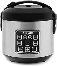 AROMA Digital Rice Cooker, 4-Cup (Uncooked) / 8-Cup (Cooked), Steamer, Grain Cooker, Multicooker, 2 Qt, Stainless Steel Exterior, ARC-914SBD