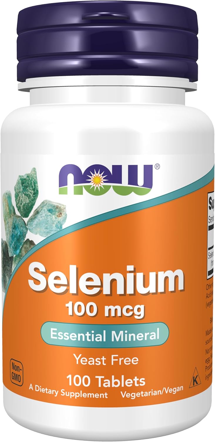 Now Foods, Selenium, 100mcg, Yeast Free, 100 Vegan Tablets, Lab-Tested, Vegetarian, Gluten Free, SOYA Free, Non-GMO