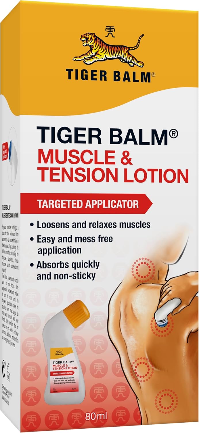 Tiger Balm Muscle and Tension Lotion with Targeted Applicator, 80 ml