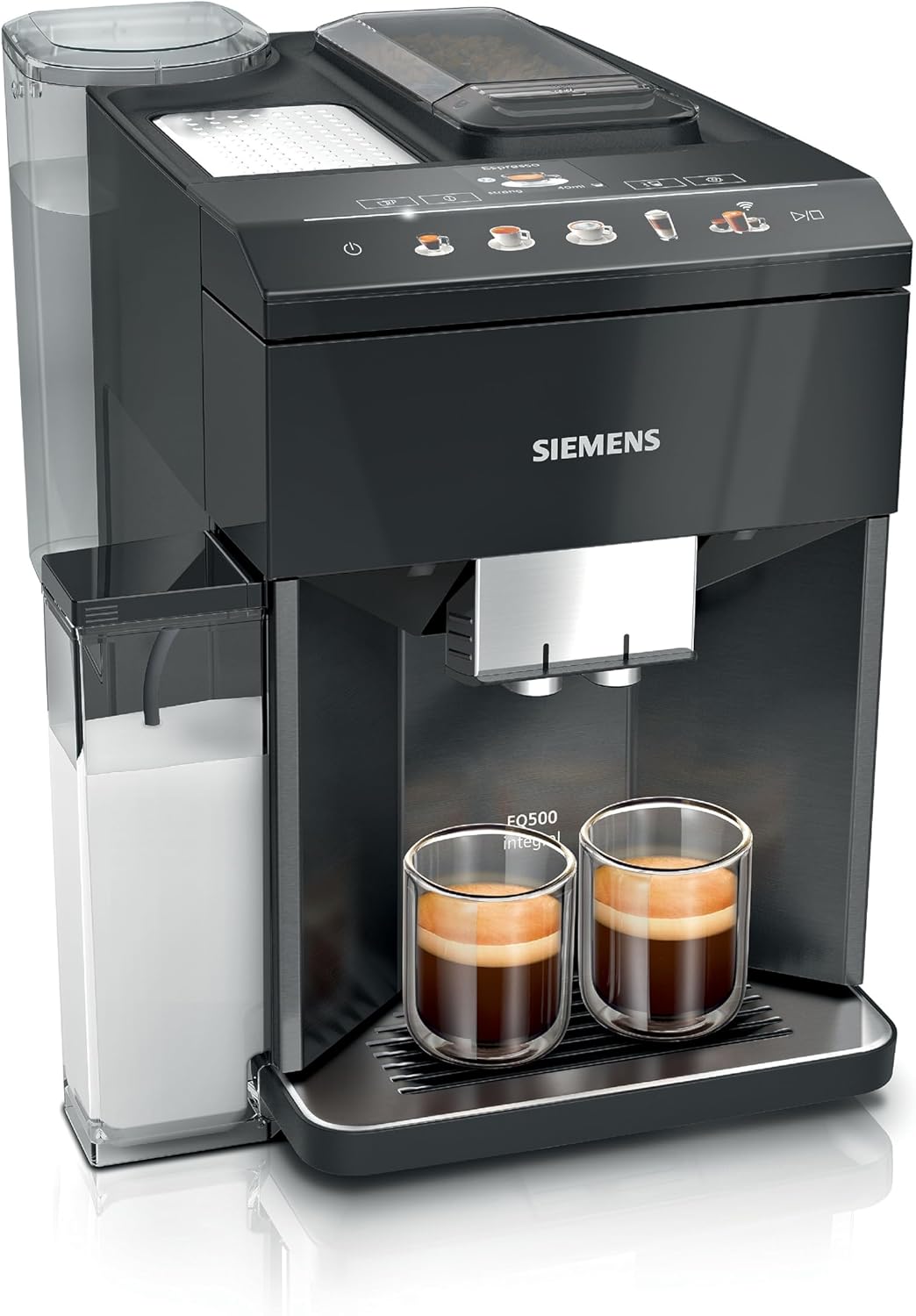 SIEMENS EQ500 Fully Automatic Bean to Cup Coffee Machine with Home Connect, coffeeSelect Display, oneTouch DoubleCup, 9 Coffee Beverages, autoMilk Clean, TQ518GB3 in Dark Inox