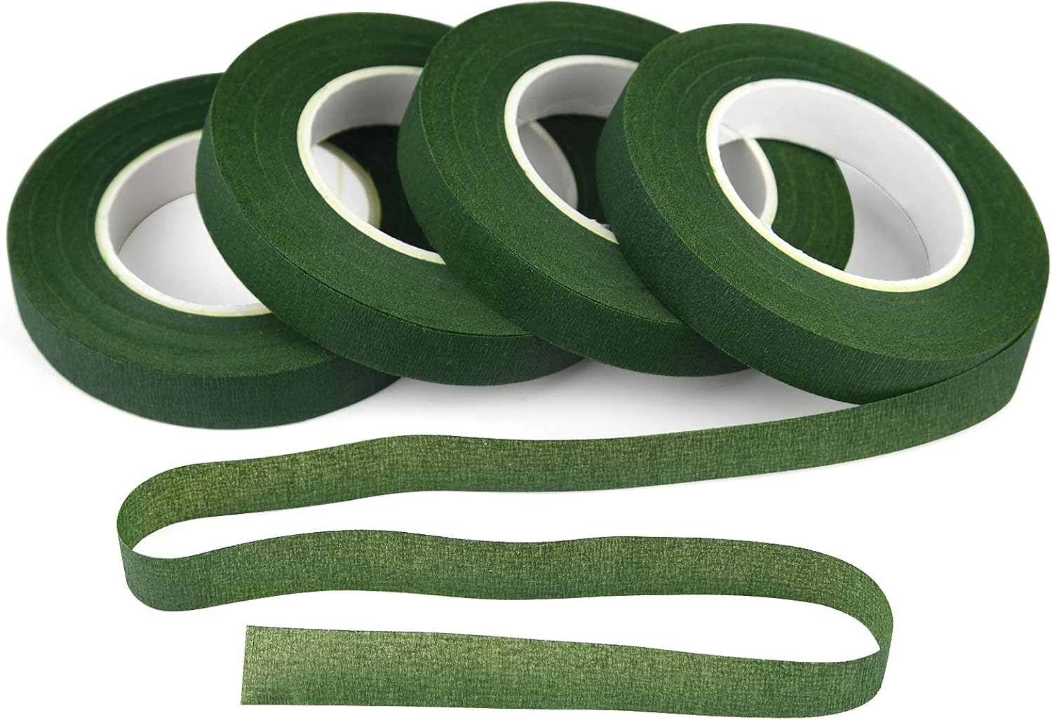 KUUQA 4 Rolls 1/2" Wide Dark Green Floral Tapes for Bouquet Stem Wrapping and Floral Crafts,Wedding Bouquet
