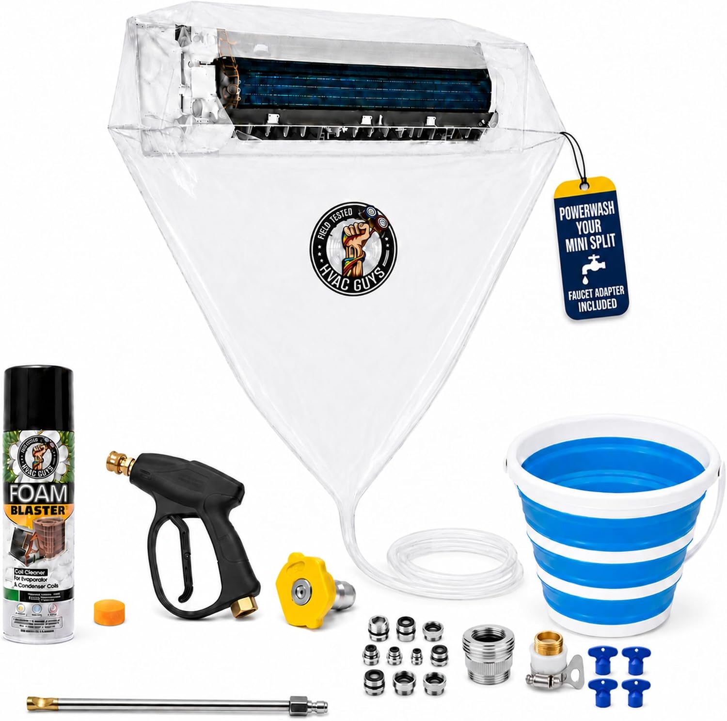 Universal Mini Split Cleaning Kit & Coil Cleaner - 360 Overspray Protection