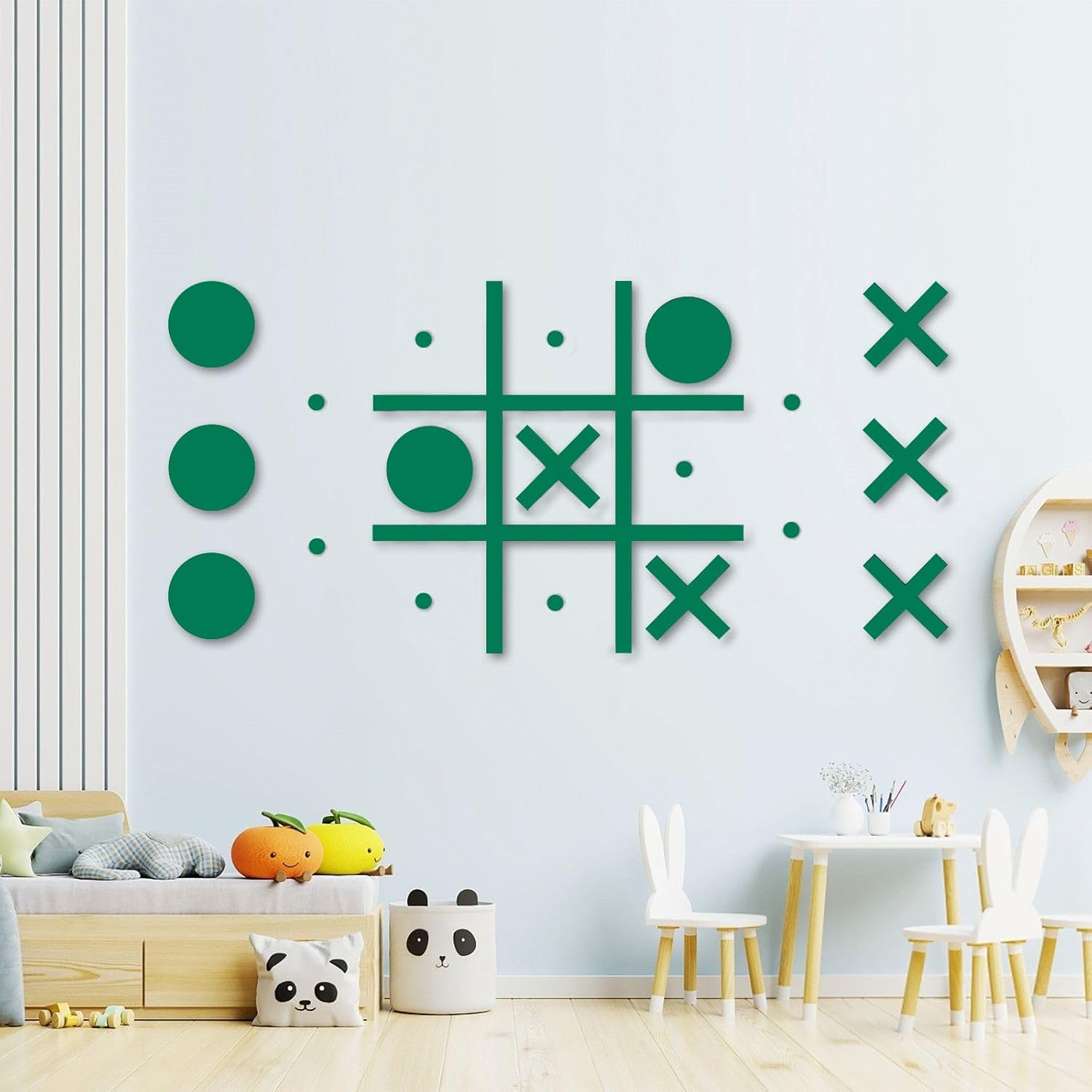 Magnetic Tic Tac Toe Wall-Mount Game,Game Room Decor,Playroom Decor,Hallway Decor, Modern Wall Decals for Kids Room,Classroom&Offices,Best Gift for Family, Friends (Green)