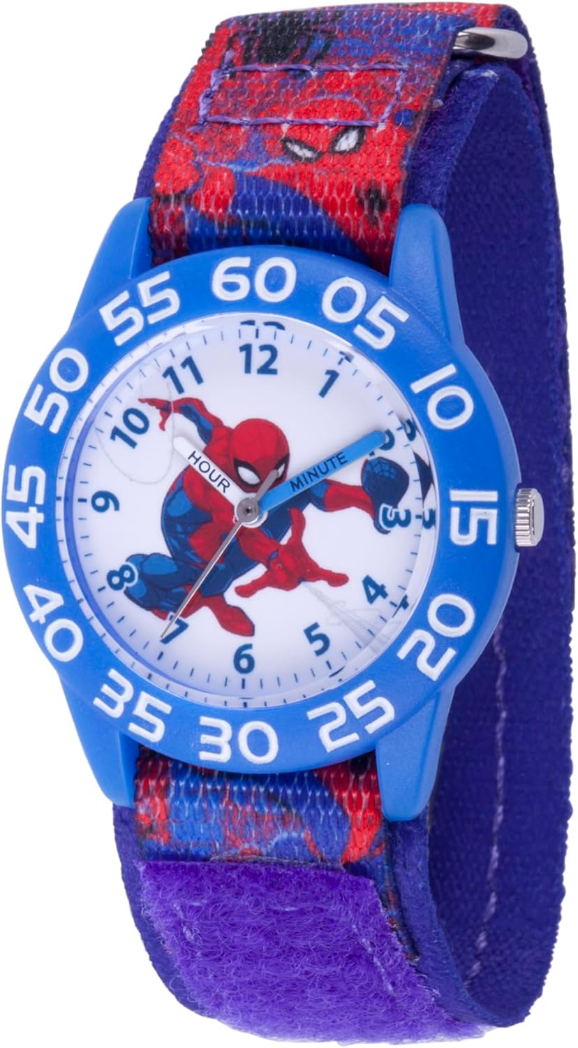 MARVEL Spider-Man Kids' Plastic Time Teacher Analog Quartz Nylon Strap Watch