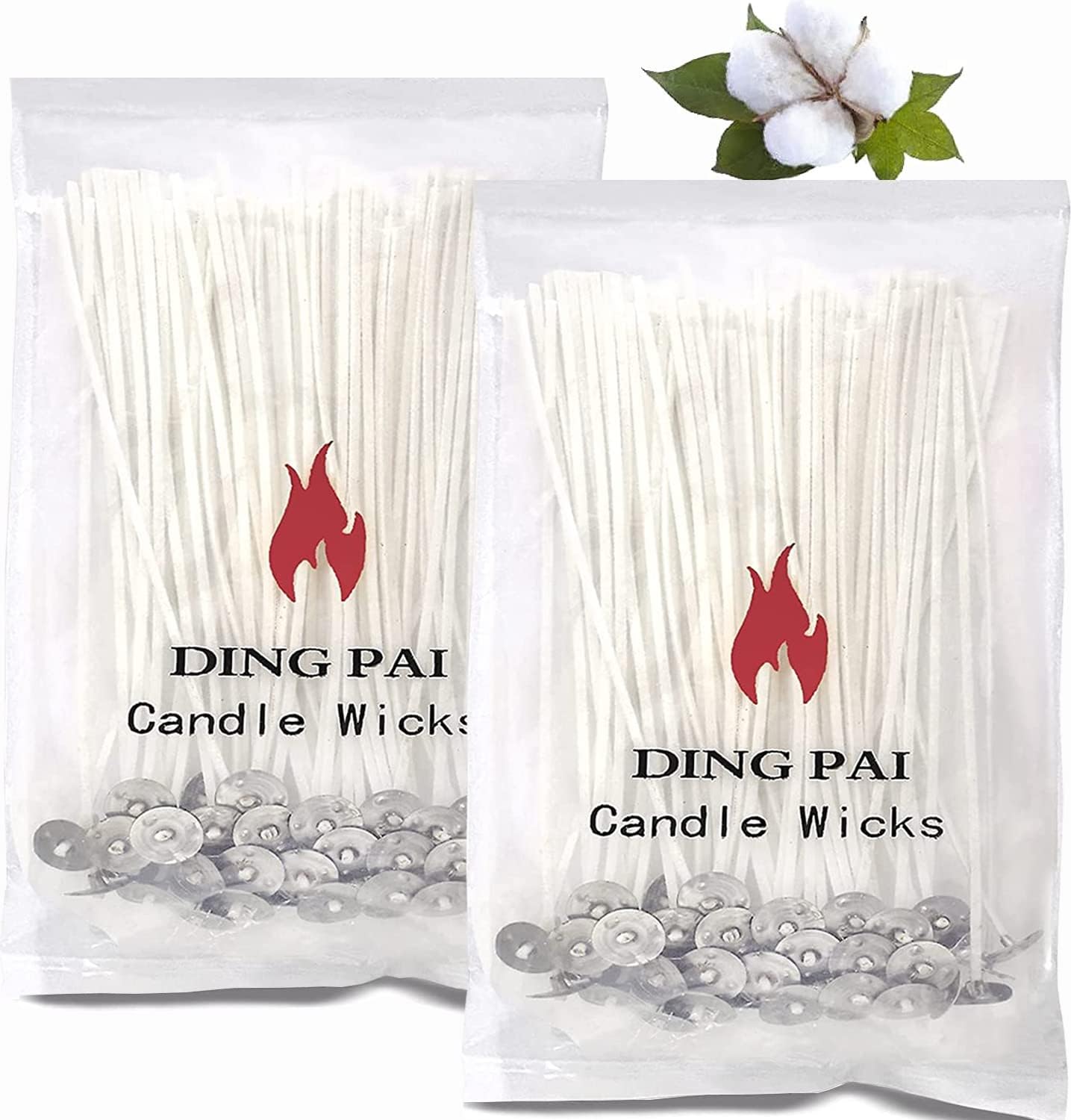 100pcs Cotton Candle Wicks, 6 inches Low Smoke Pre-Waxed Wicks for Candle Making, DIY