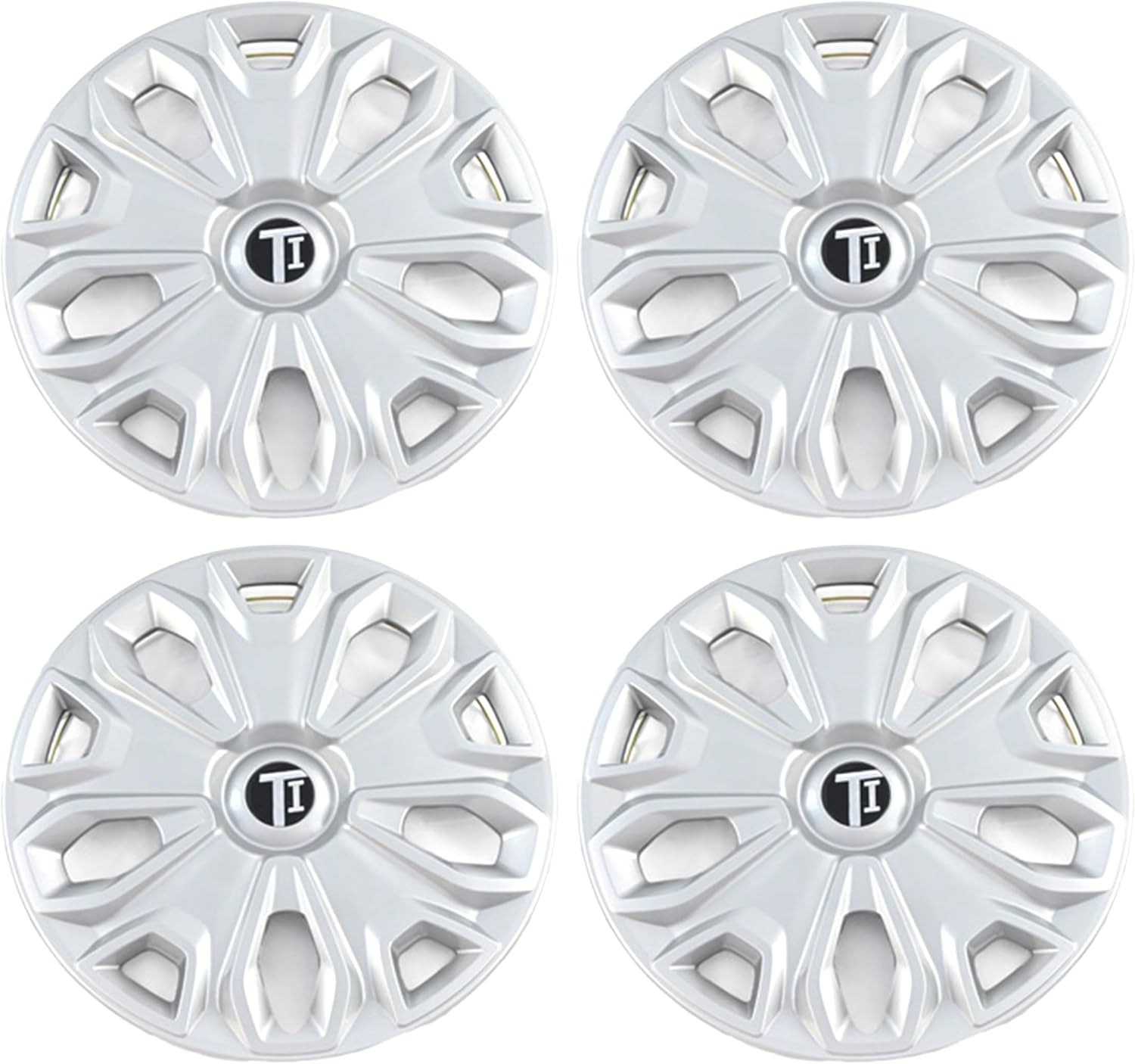 Trim Illusion Silver Wheel Rim Cover Hubcaps 16 Inch Snap-On, Compatible with Ford Transit Connect 2015-2023, Set of 4, WC114-16S