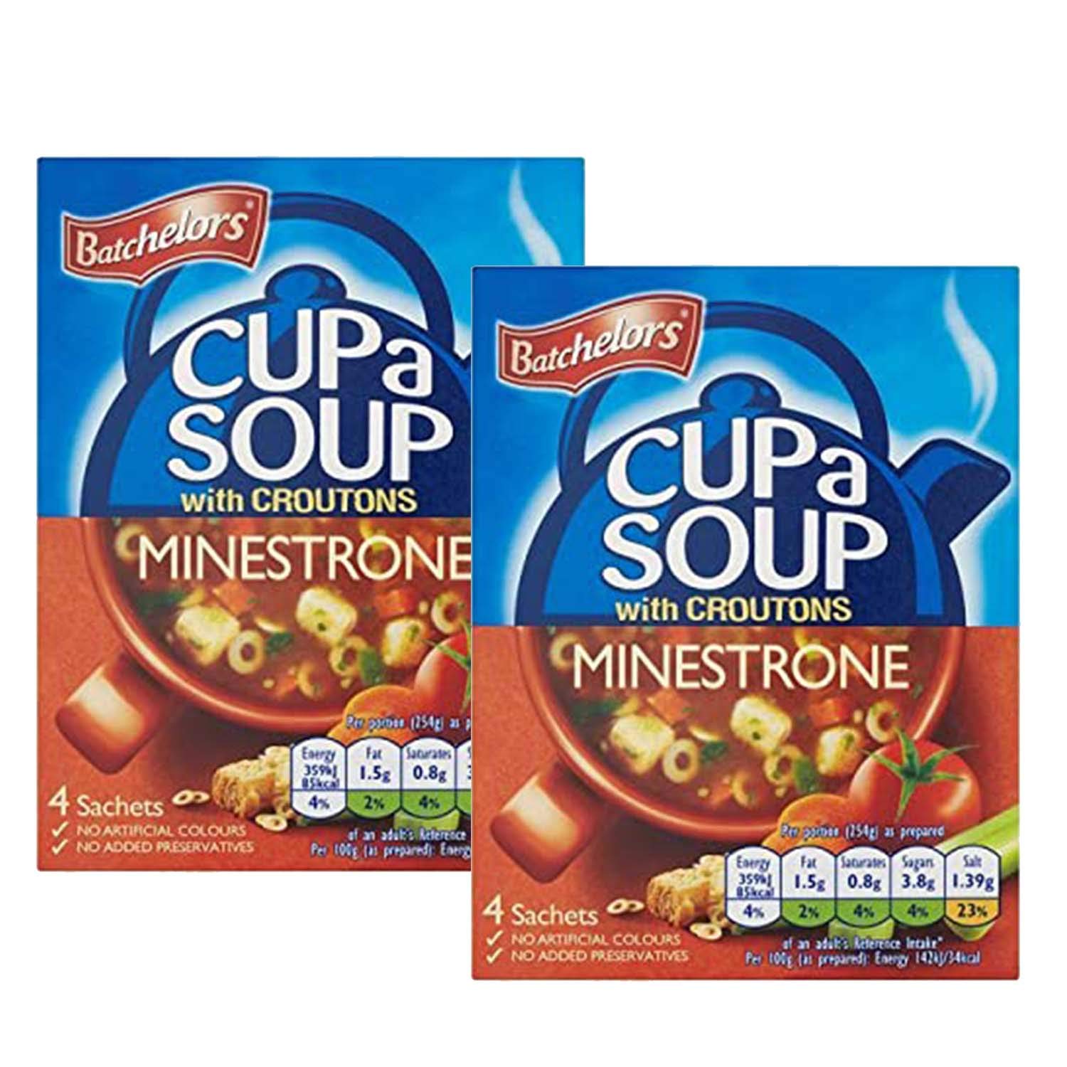 Batchelor's Cup A Soup with Croutons 4 Sachets - Minestrone- 2 Pack, 2 x 94 g