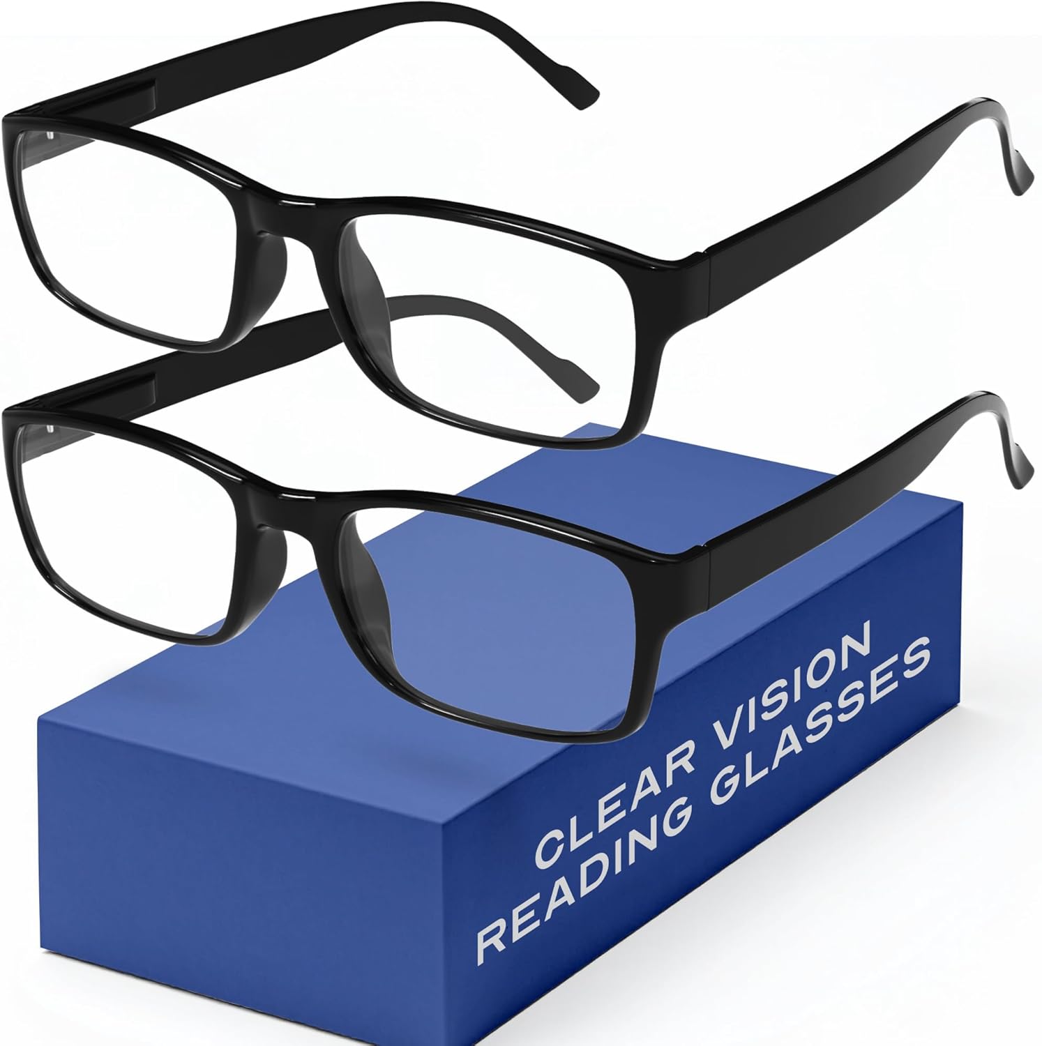 Gaoye 2-Pack of Reading Glasses +2.25 - Blue-Light Filter, UV Protection - Readers with Rectangle Frames