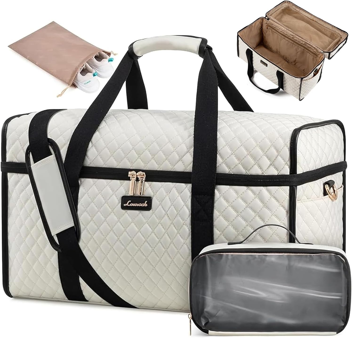 LOVEVOOK Travel Bags for Women, Large Opening Hospital Weekend Overnight Maternity Duffel Gym Bag, Carry On Holdall Cabin Hand Luggage Flight Womens Bag with Shoe Pocket