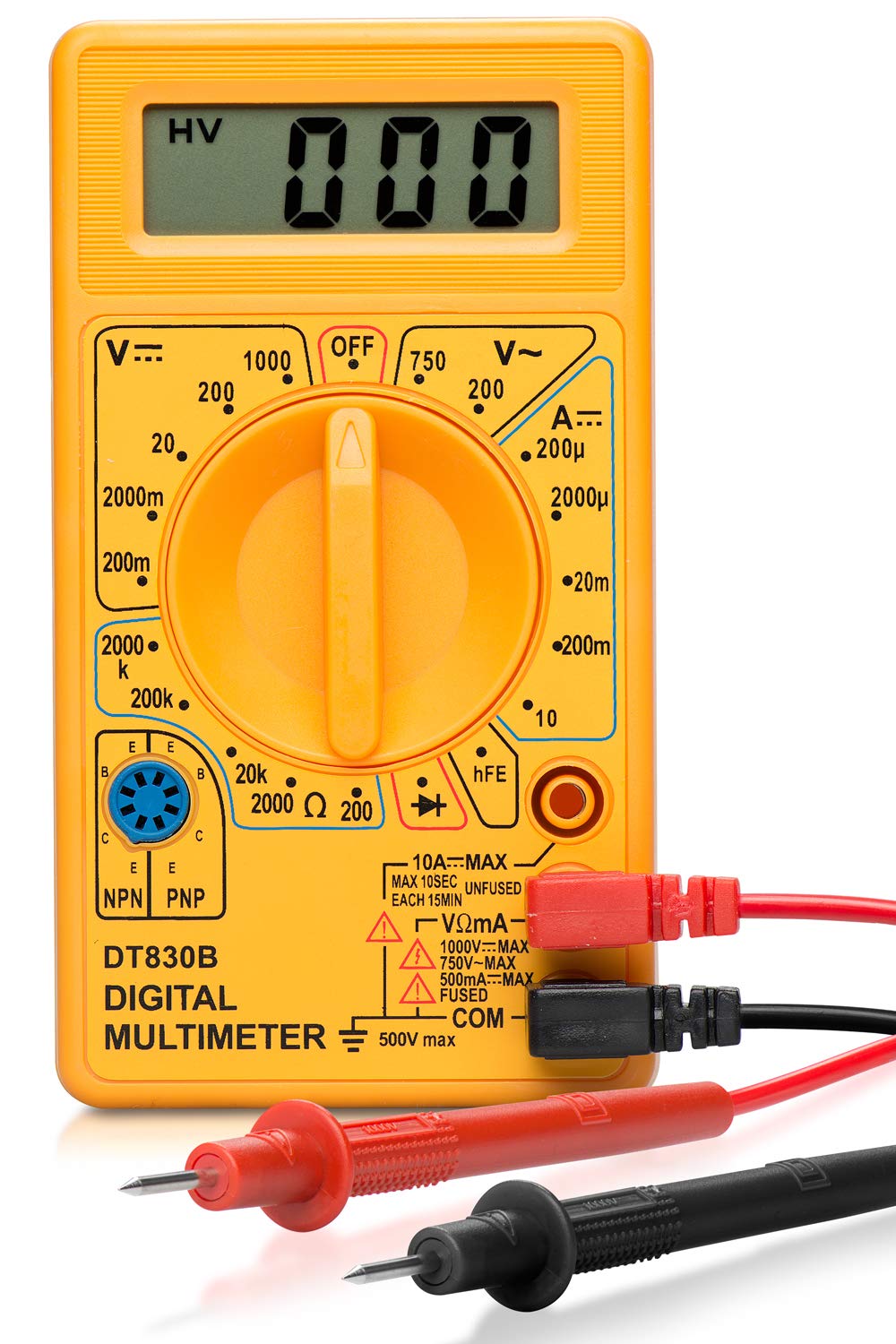 HILTEX 40508 Digital Multimeter Diode & Transistor Tester AC DC Volt Test Voltmeter, Automotive Multimeter Meter Tester, Measure Voltage Test, Car Battery Tester, Analog Multimeter Kit, Volt Meter
