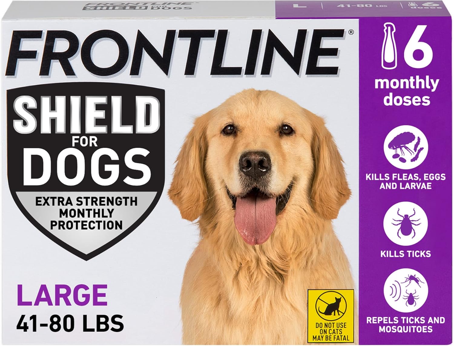 Frontline Shield Flea & Tick Treatment for Large Dogs 41-80 lbs. Count of 6