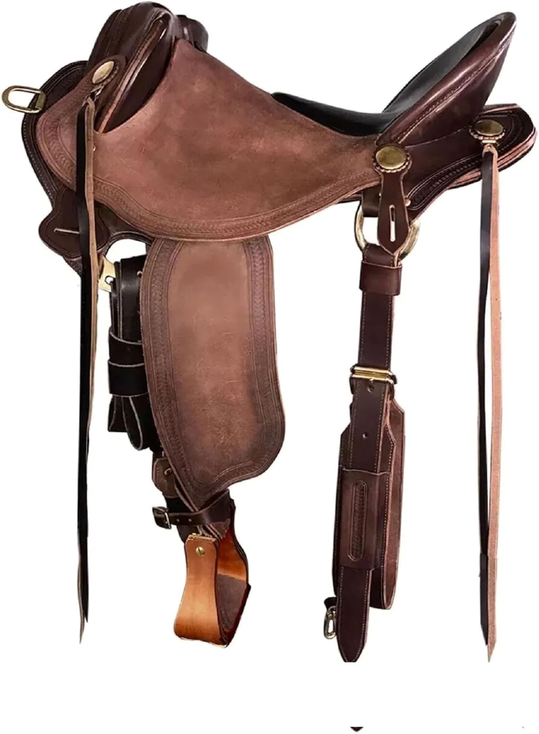 Handmade Australian Style Half Breed Aussie Stock Leather Saddle Premium Cattle Work, Endurance Riding, Knee Pads